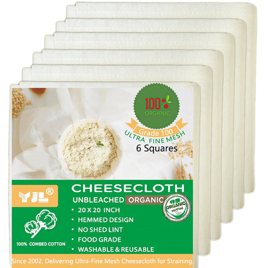 Estopilla Orgánica YJL Sin Blanquear 20 x 20 Pulgadas para Colar e Hornear