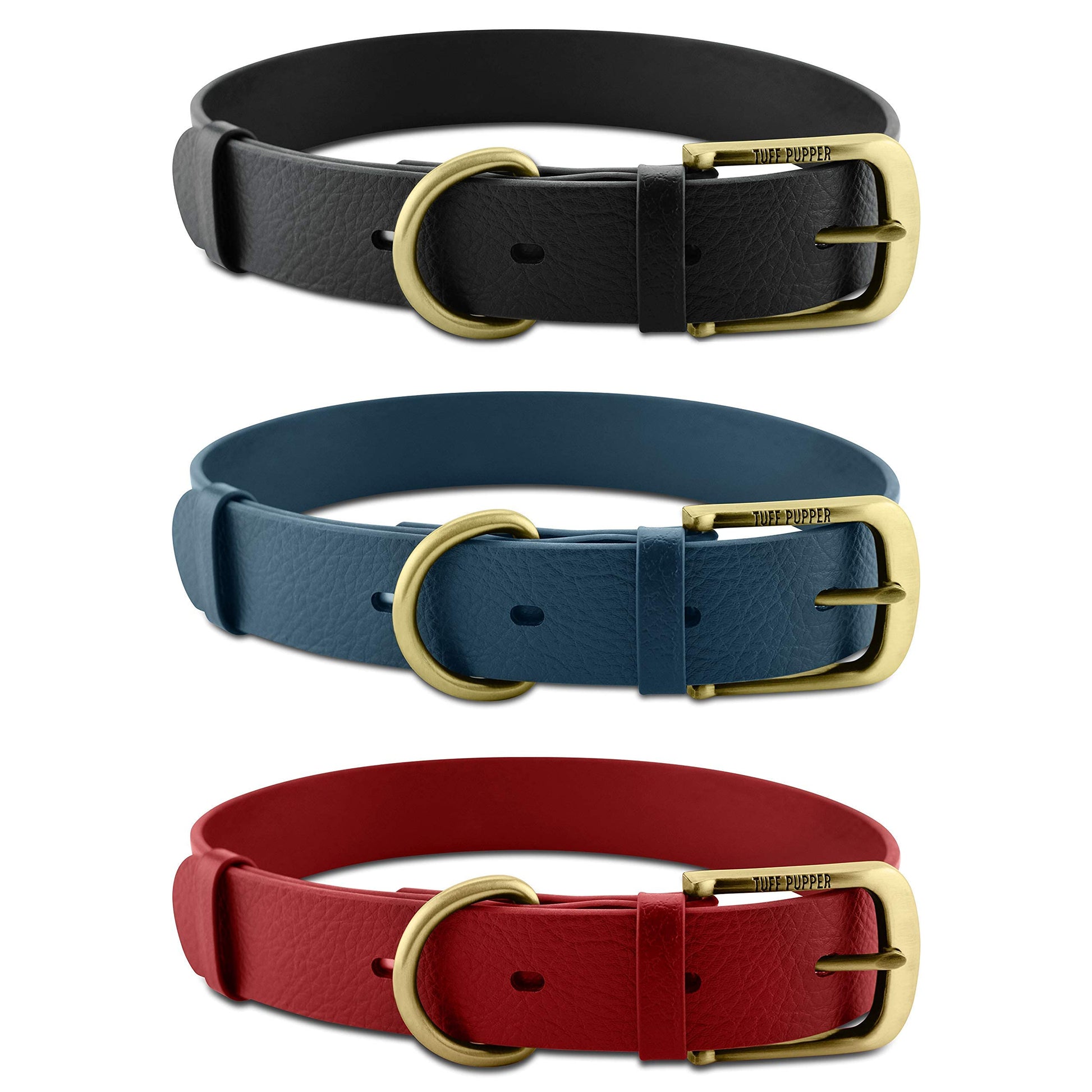 Tuff Pupper Collar para perro clásico 'Lifetime' resistente, más fuerte que el cuero, impermeable y sin olor, garantizado de por vida