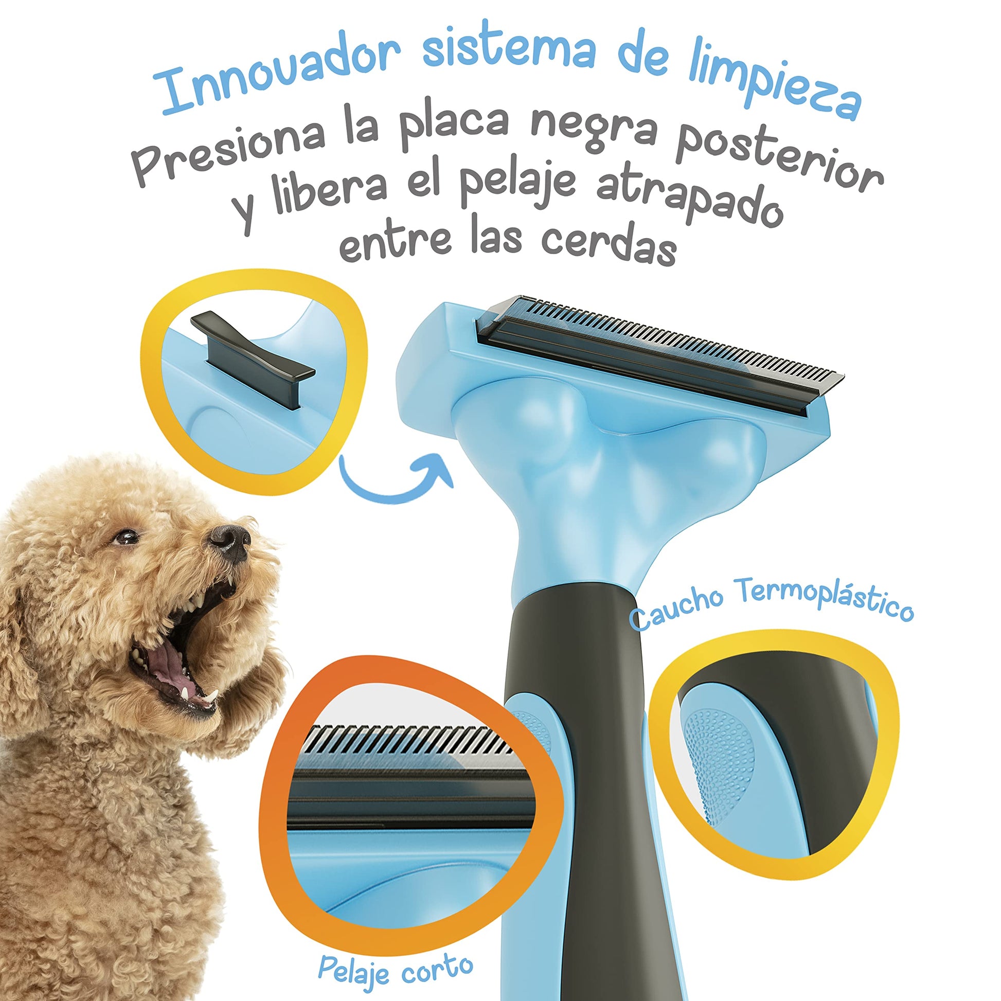 Deslanador MASCRETTA Azul con Diseño de Agarre Firme y Cómodo para Mascotas