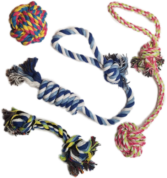 Juguetes De Cuerda Para Mascotas Otterly Pets Azul Conjunto De 4 Para Perro Pequeño A Mediano