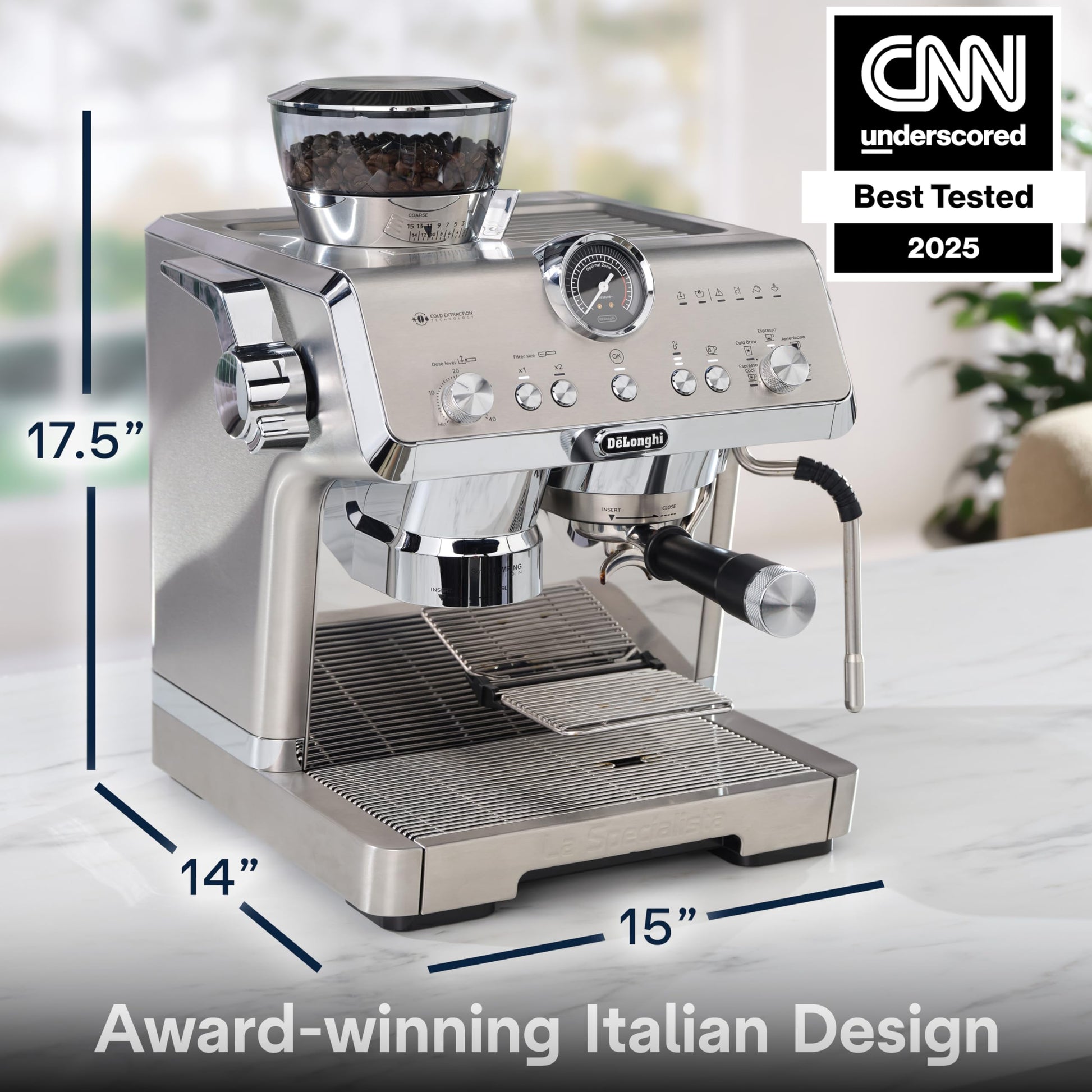 De'Longhi La Specialista Opera Máquina espresso con "Cold Brew", lanceta de vapor estilo profesional para café con leche, capuchino, molinillo incorporado, EC9555M