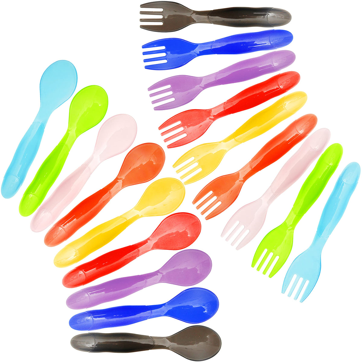 Youngever Juego De 9 Colores Arcoíris De 18 Utensilios De Plástico Para Niños, Tenedores Y Cucharas, Tamaño Grande, Apto Para Lavaplatos