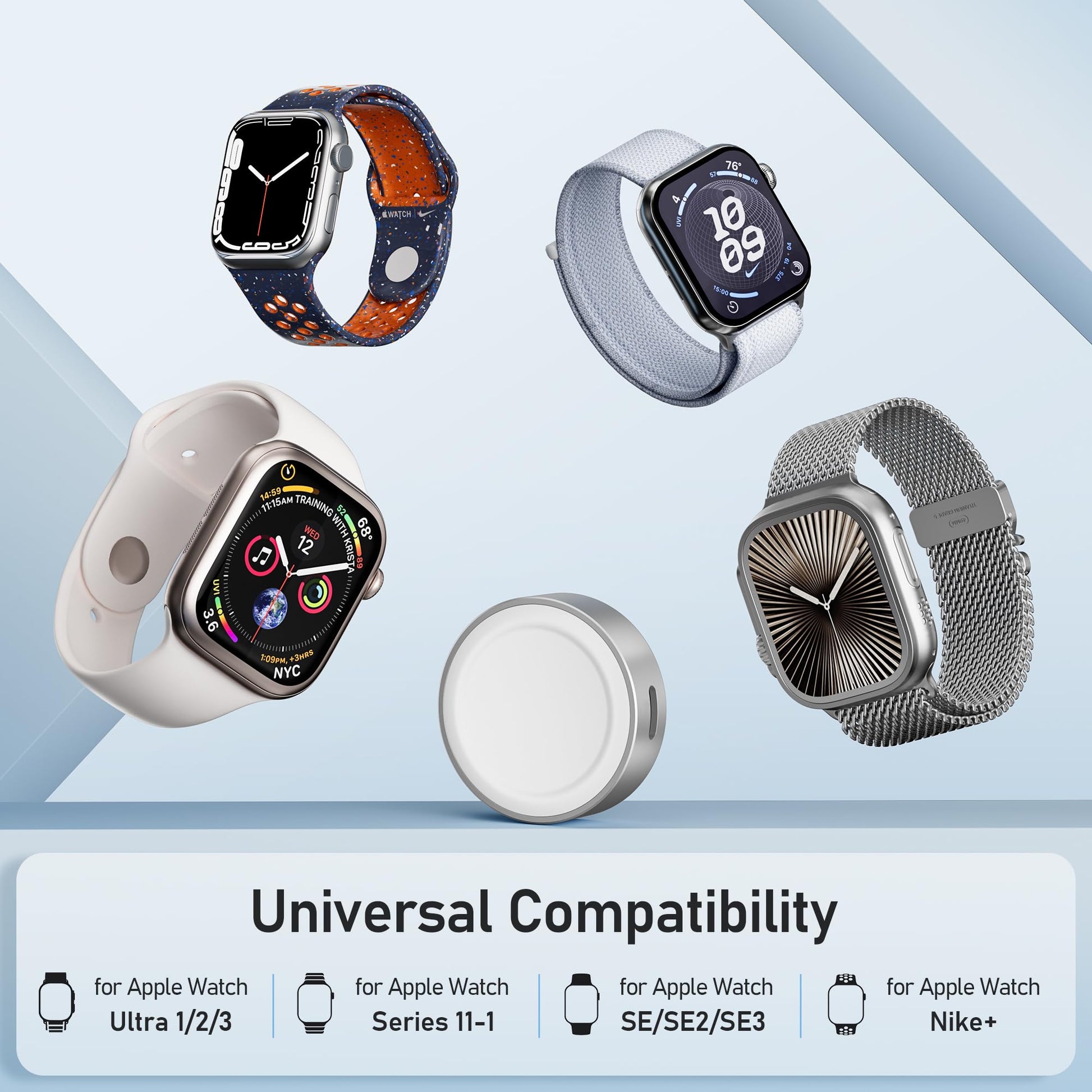 Elebase Adaptador De Carga Magnético para Apple Watch USBC & iOS, Cargador Inalámbrico Portátil para iWatch con USB C Y Puerto De Carga Compatible con iWatch Serie 11 9 8 7 6 Ultra SE 3 2,42/46/44mm
