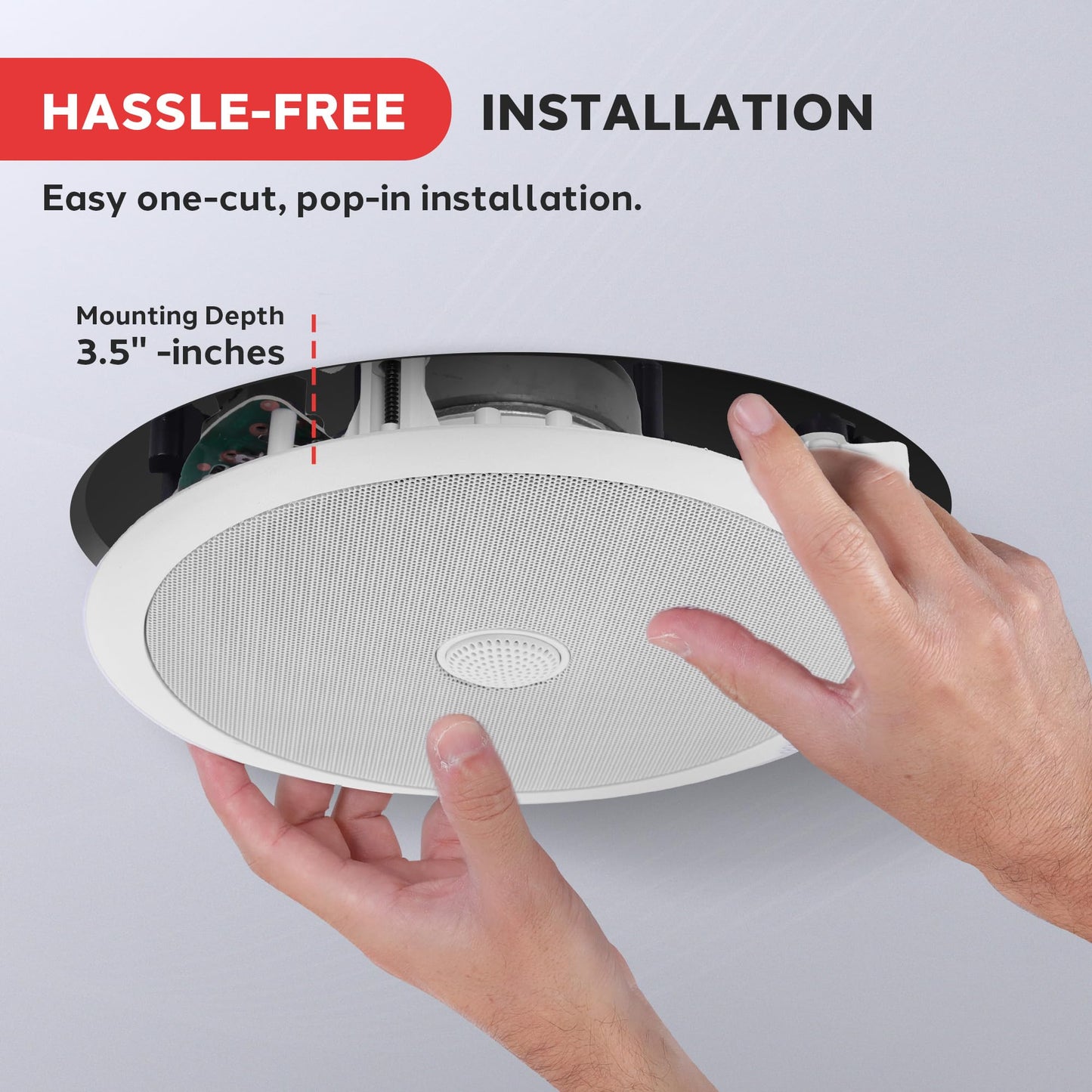 Pyle Bocinas Empotrables 8 Pulgadas para Techo o Pared. Sistema de Sonido de Alta Calidad 2 Vías. Midbass y Tweeter de Titanio. Potencia 300W, Blanco