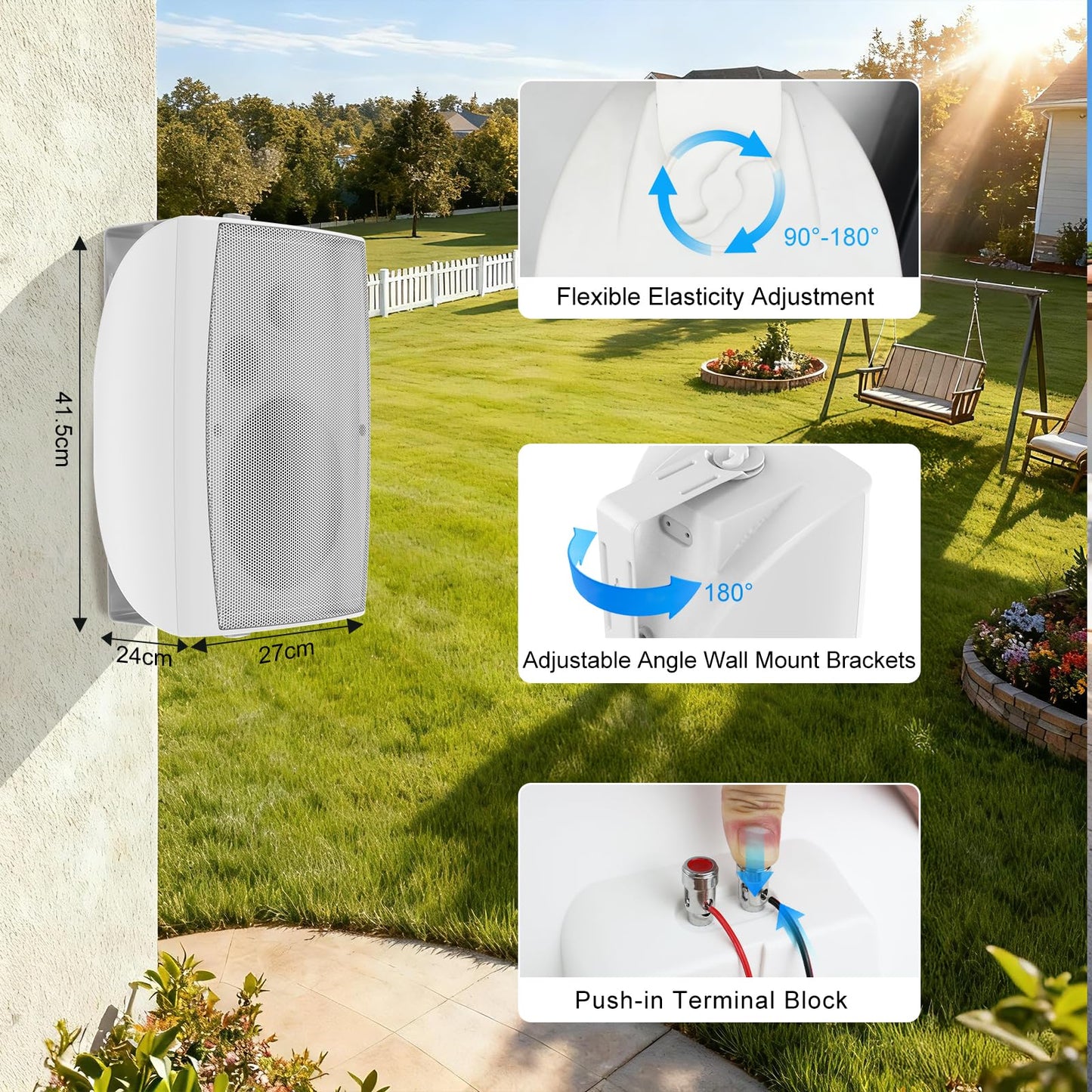 Herdio - Altavoces Bluetooth de 8 Pulgadas y 600 W para Exteriores, Impermeables, con Cable con Graves potentes, Sistema de Sonido Fuerte, Duradero, Adecuado para Grandes Espacios