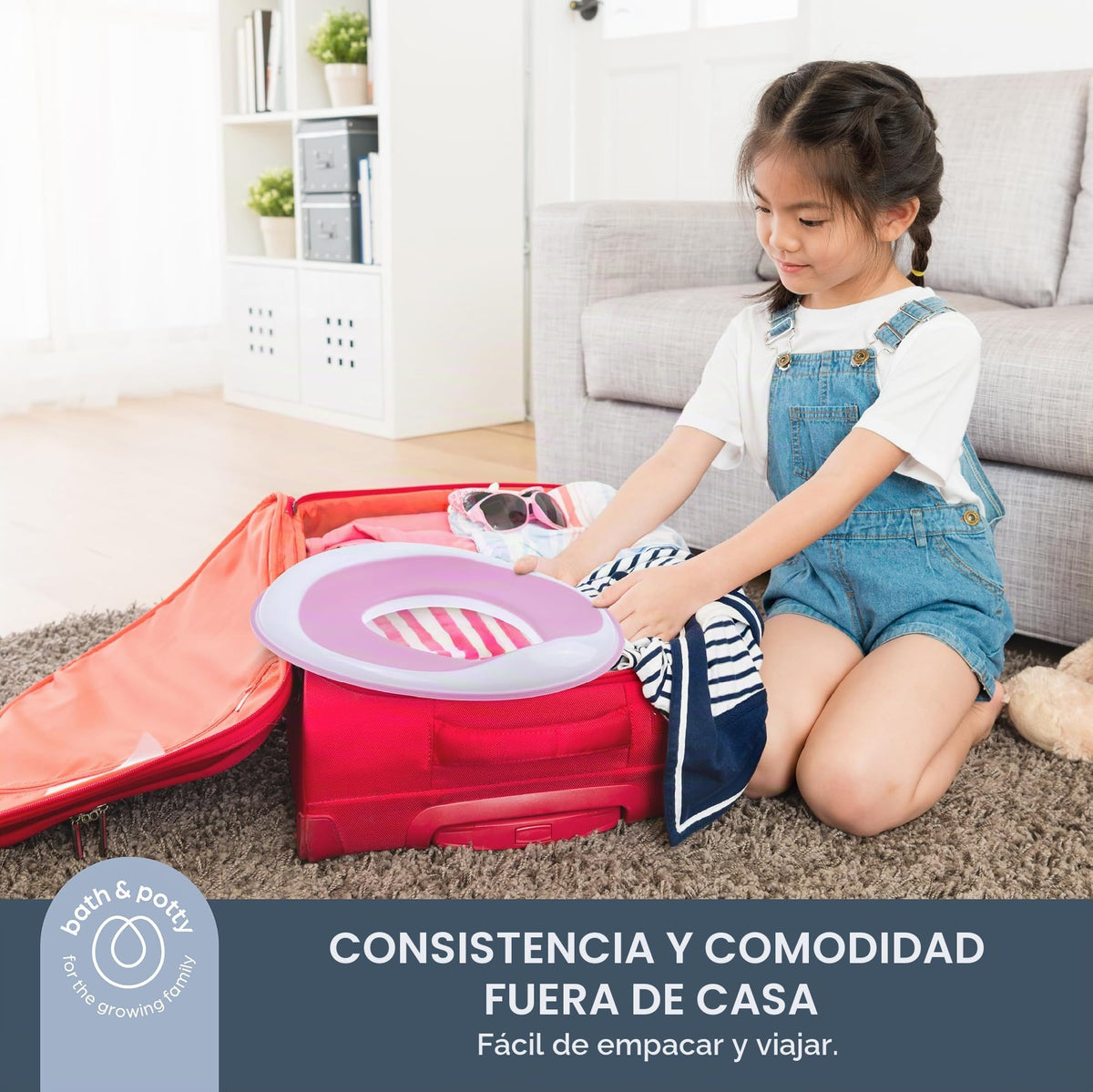 Dreambaby Asiento Entrenador para Baño Infantil, Adaptador de Inodoro Antideslizante y Suave, Portátil, Tamaño Estándar, Blanco con Rosa