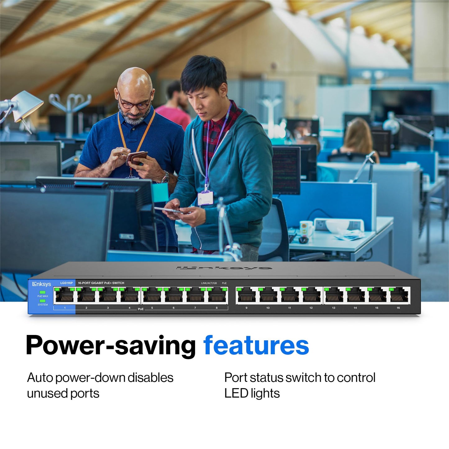Linksys Business 16-Port Network Switch (Unmanaged Gigabit Ethernet Switch/16-Port PoE Switch)