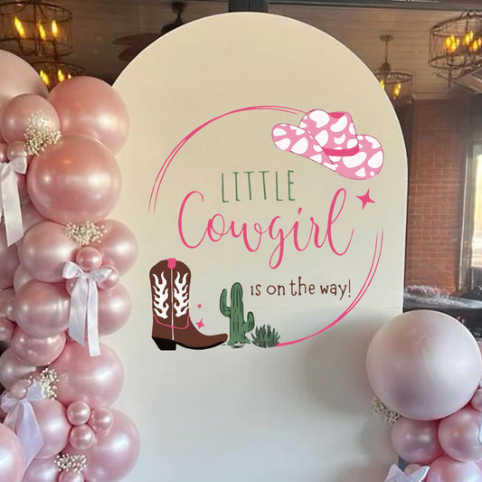 Calcomanía de leyenda A Little Cowgirl is on The Way – Decoración de fiesta con temática de vaquera, decoración de bebé, rosa salvaje oeste es una niña, decoración rústica de fiesta de niña dulce y