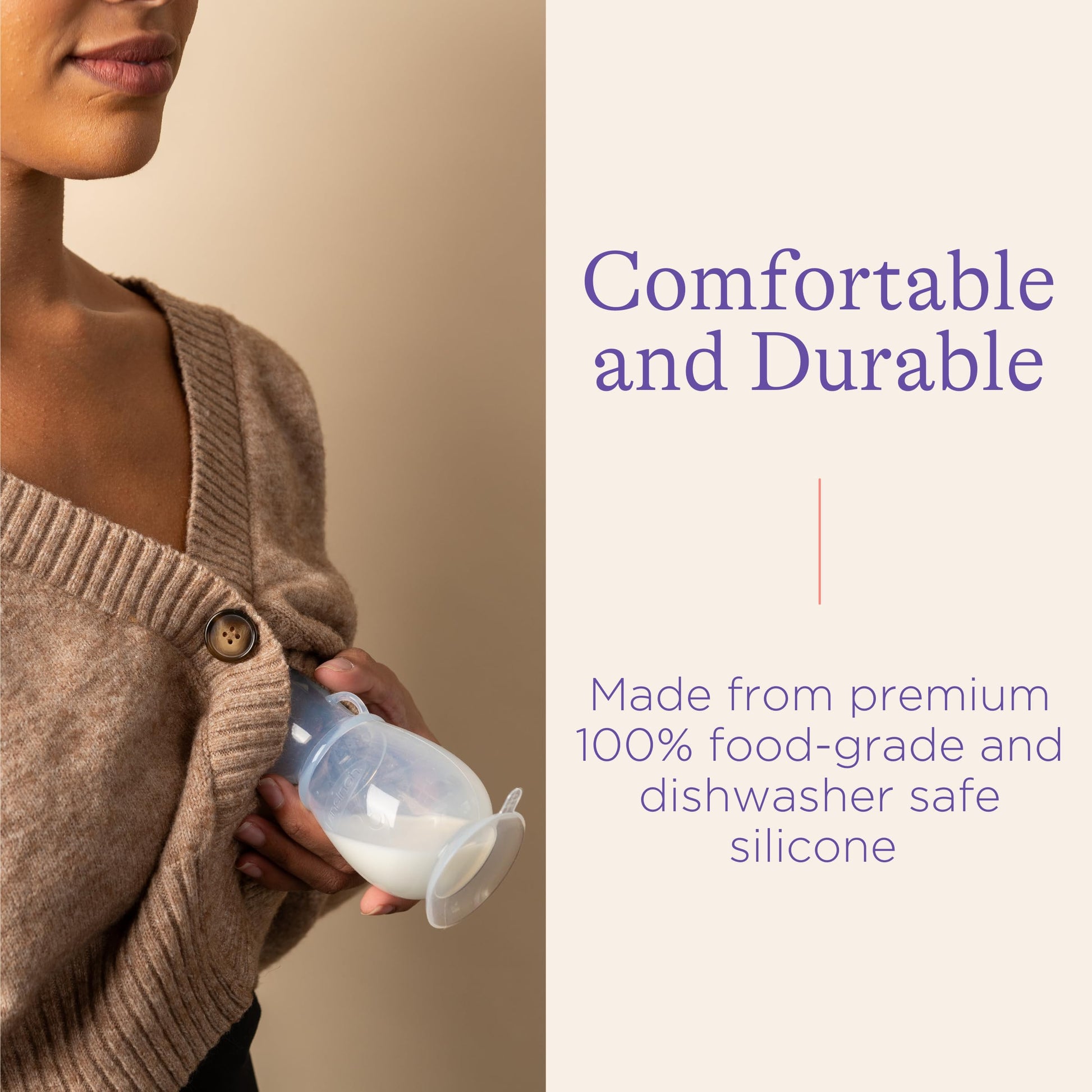 Lansinoh Breastmilk Collector, Milk Saver for Breastfeeding, Comfortable & Secure No-Spill Suction base & Neck Strap, 100% Food Grade Silicone, 1 Kit