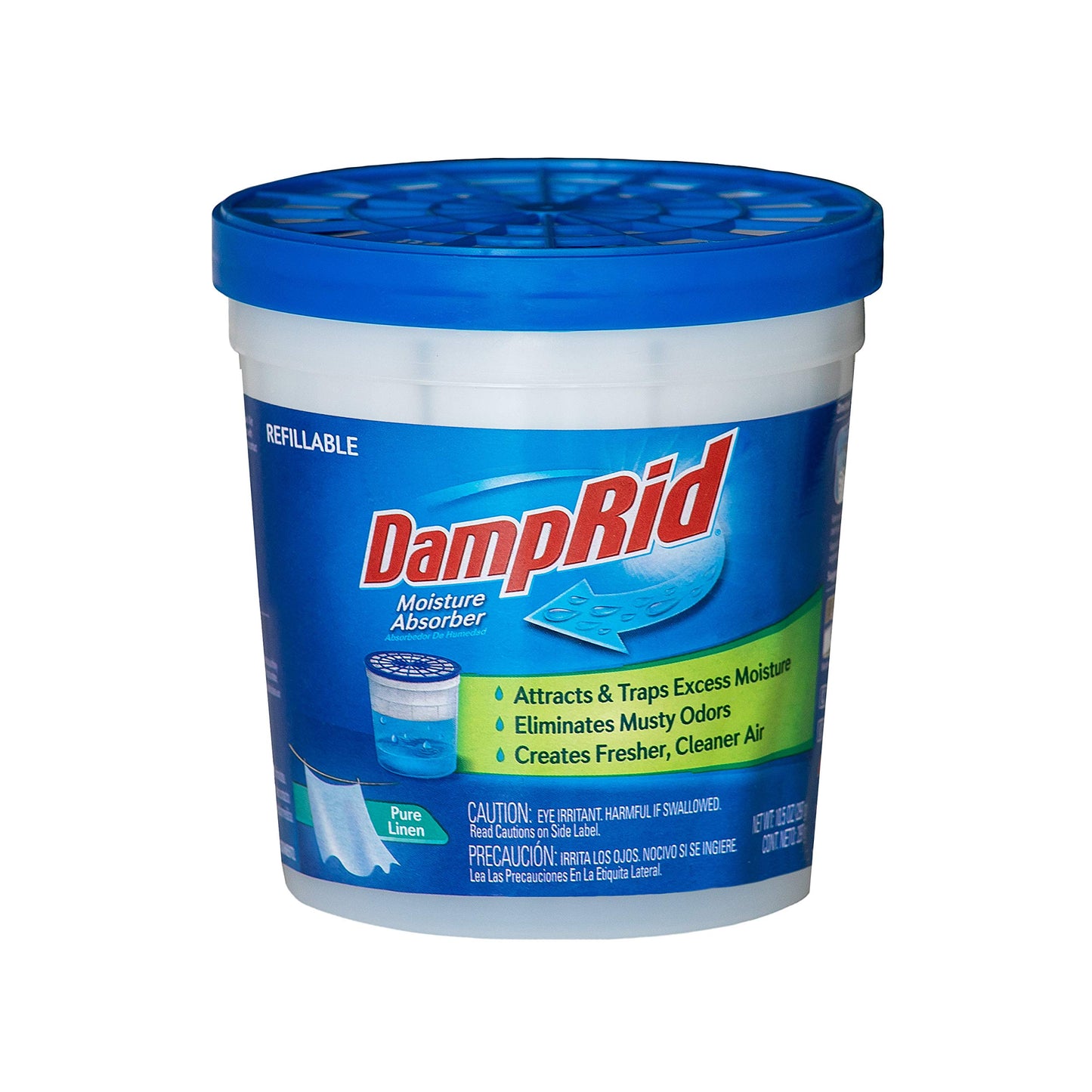 DampRid Pure Linen - Absorbedor recargable de 10.5 onzas atrapa la humedad para aire más fresco y limpio, tazas de 10.5 onzas, paquete de 4, azul, 4 unidades