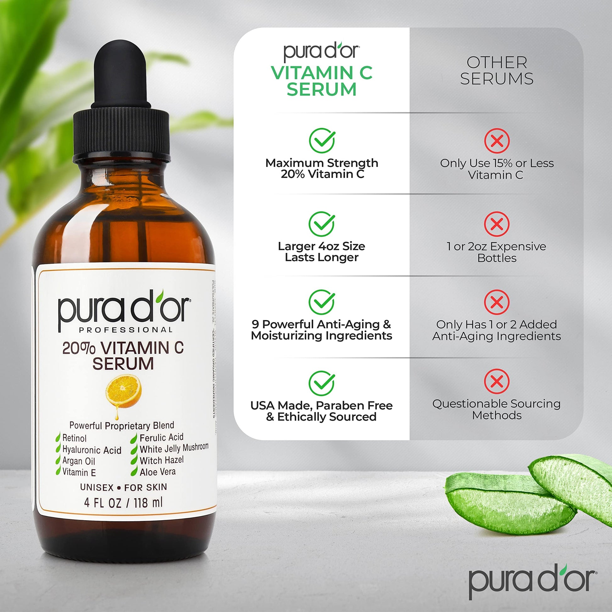 Pura D'or Vitamin C Serum, 4 Ounce