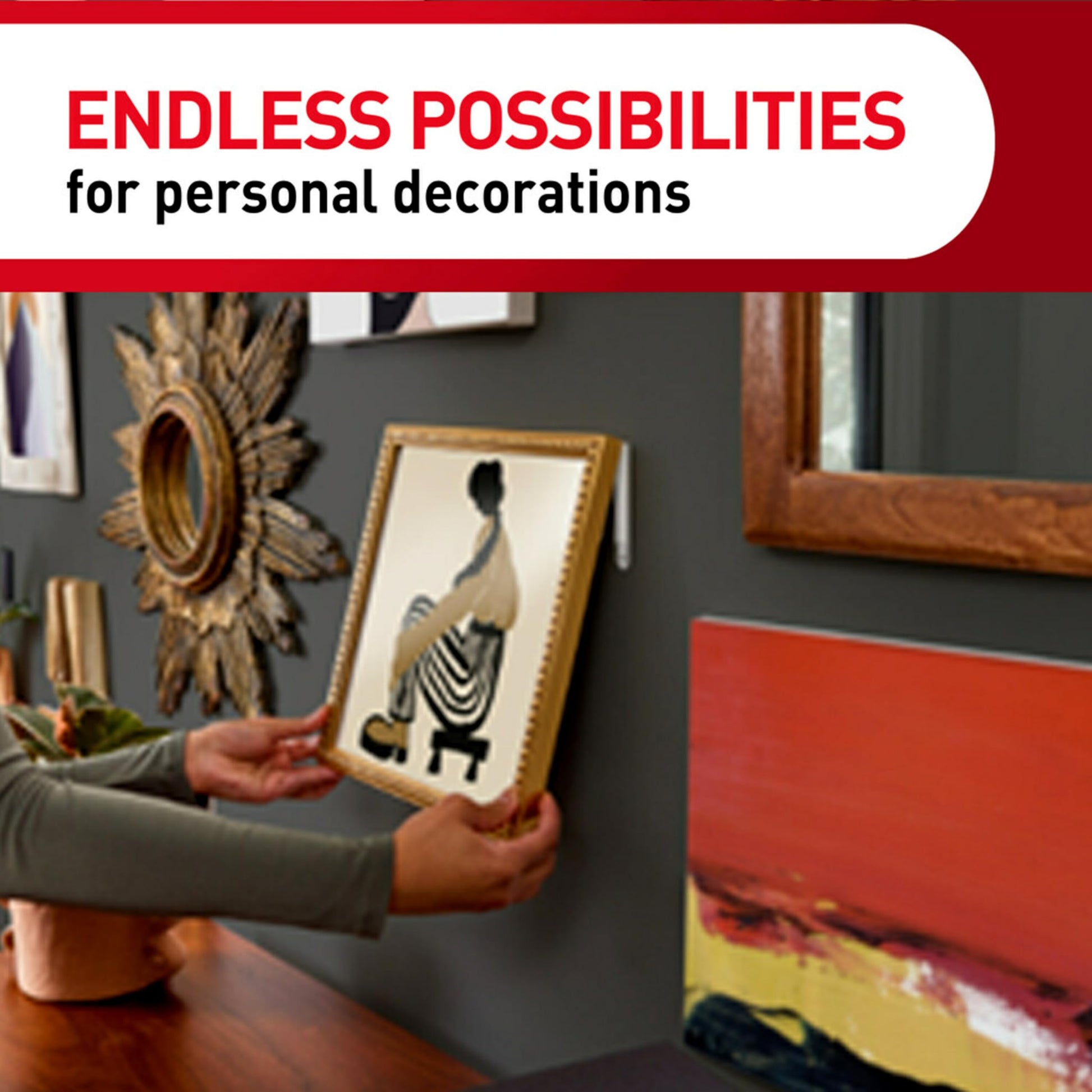 Command - Paquete variado transparente, incluye 8 pares de tiras para colgar fotos, 4 ganchos de alambre transparente y 11 ganchos de pared para colgar decoración del hogar, sin daños y colgar hasta