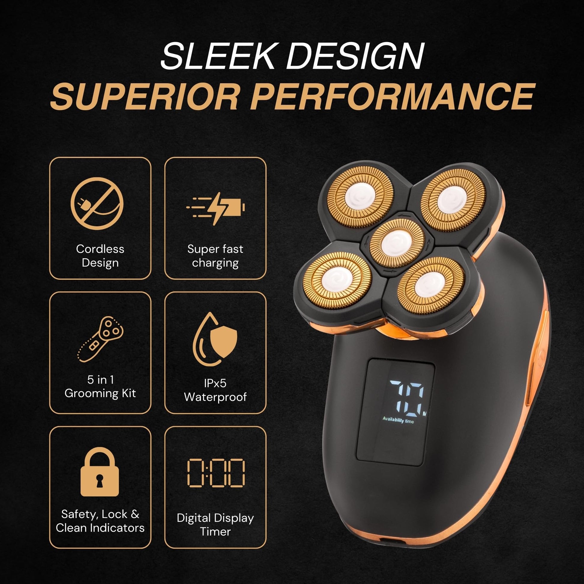 Maquinilla de afeitar eléctrica 5 en 1 para hombres y mujeres, recargable por USB y resistente al agua, incluye afeitadora giratoria de cabeza calva, recortadora de pelo de nariz, moldeadora de barba, cepillo de silicona y cepillo de limpieza