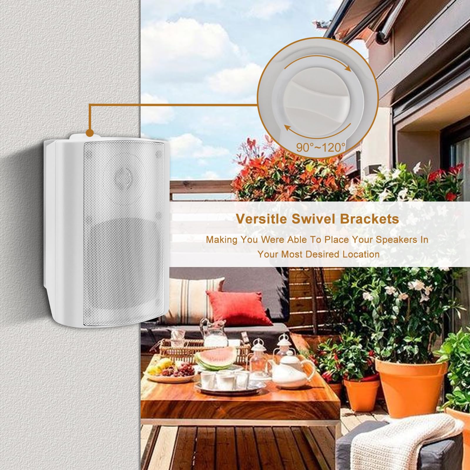 Herdio Altavoces de 400 vatios de 4 Pulgadas con Tweeter de cúpula estéreo Superior para Interiores y Exteriores, Sistema de Montaje en Pared Impermeable (4 Altavoces)