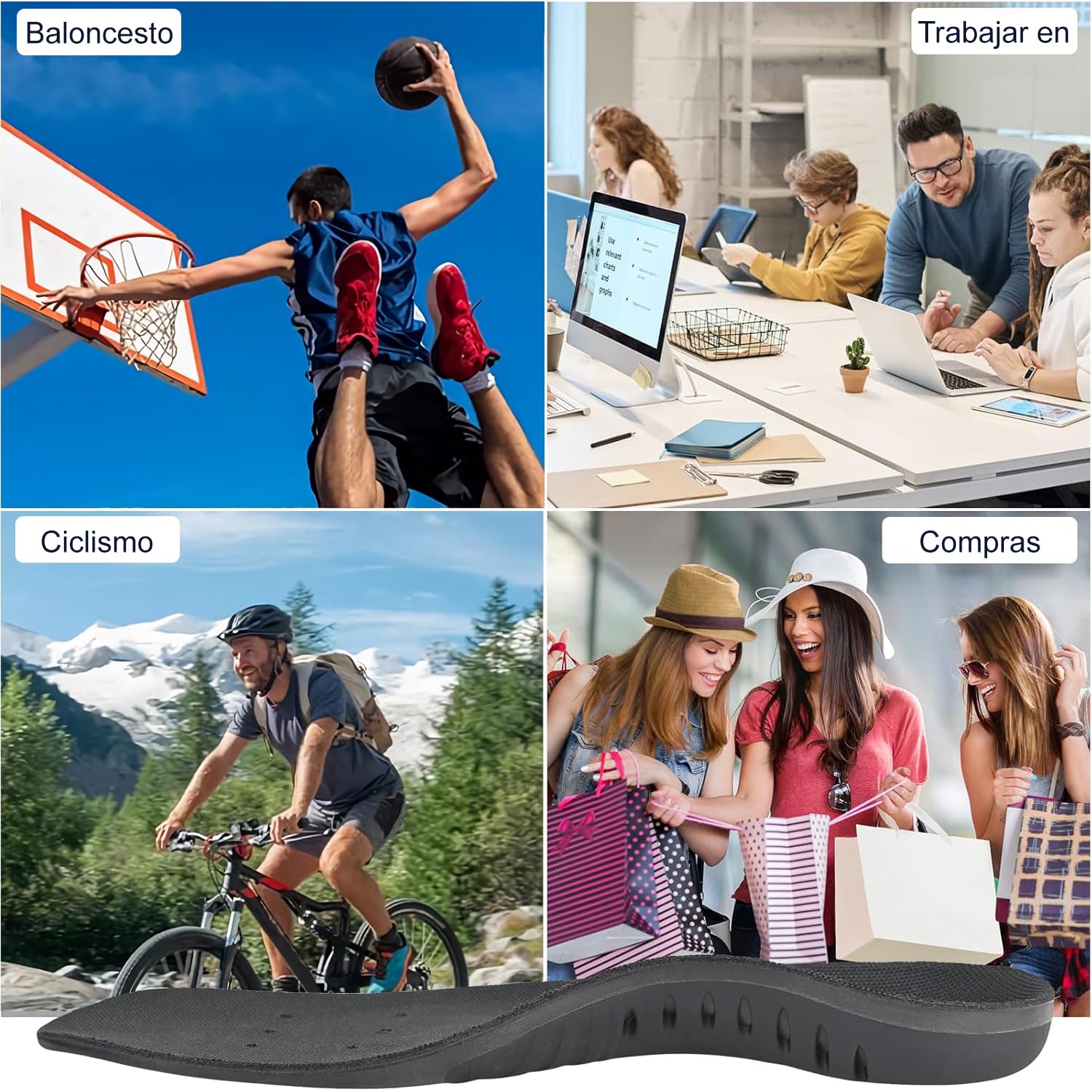 Plantillas Ortopédicas para Hombre Gel y Memory Foam para Fascitis Plantar y Pie Plano