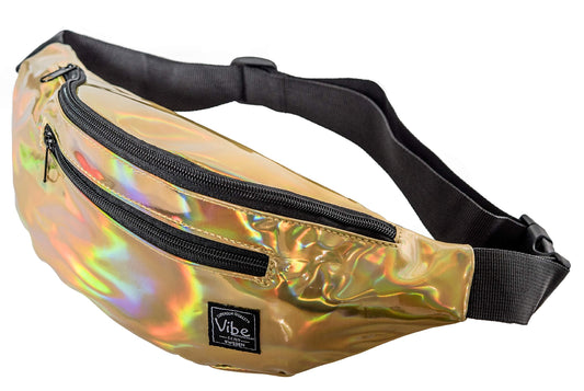 Riñonera Vibe Festival Gear Oro Holográfica para Hombres y Mujeres
