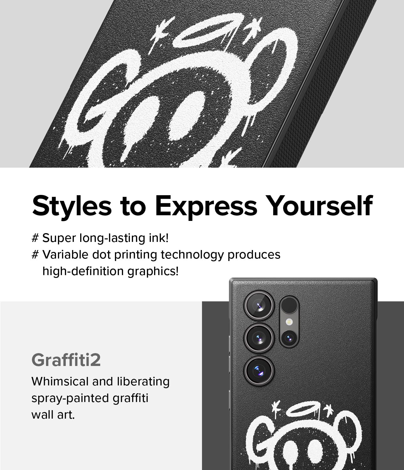 Funda Samsung Ringke Onyx Graffiti 2 con Buen Agarre y Tacto Agradable para Galaxy S24 Ultra