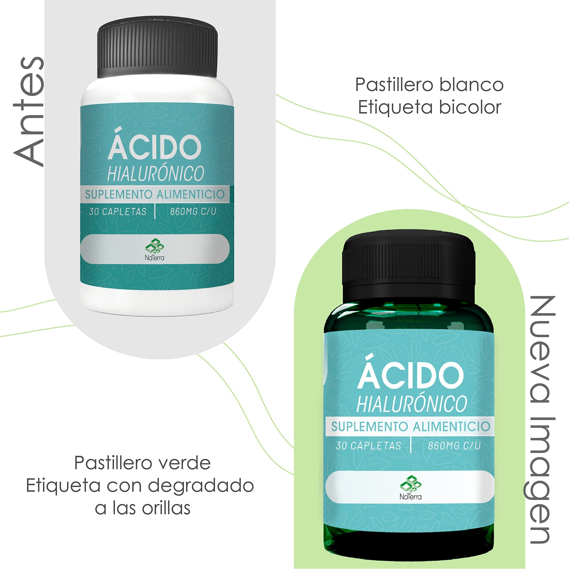 Suplemento de Ácido Hialurónico NaTerra en formato de 30 cápsulas para una piel hidratada y firme. ¡Adquiérelo ahora!