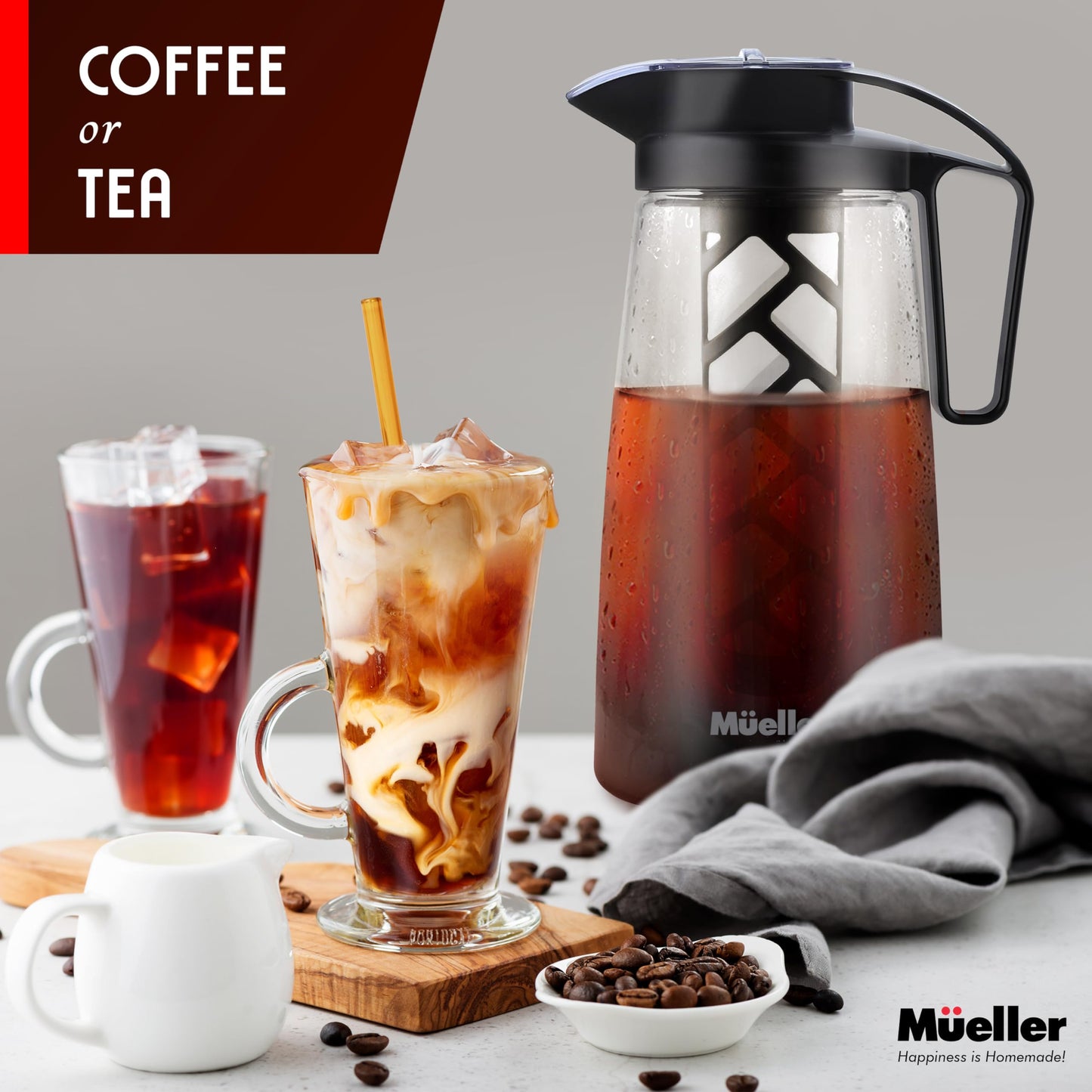 Cafetera Helado Mueller Transparente Jarra Tritan Resistente a Fugas