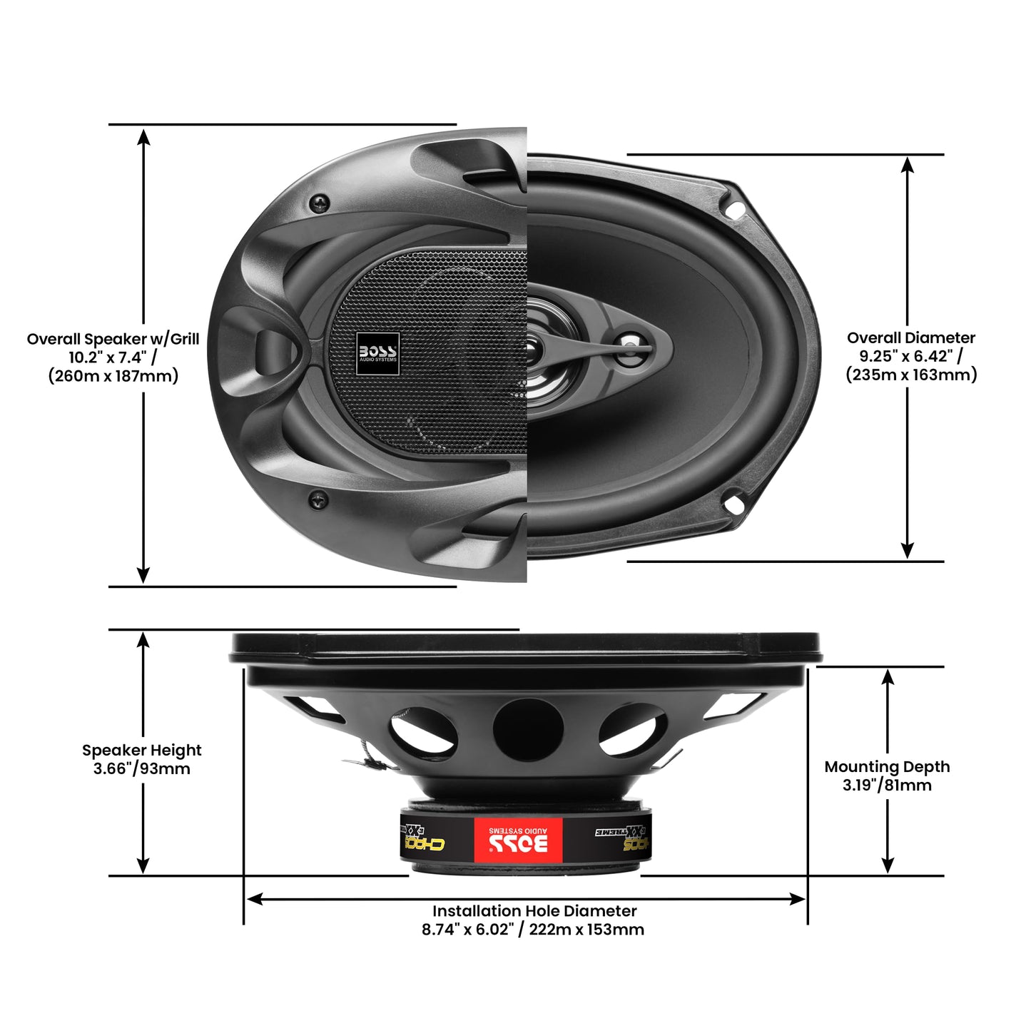 BOSS Audio Systems CH6930B Chaos Series 6 x 9 Pulgadas - Altavoces estéreo para Puerta de Coche, 400 vatios máximo, 3 vías, Audio de Rango Completo, tweeters, coaxiales, se Venden en Pares