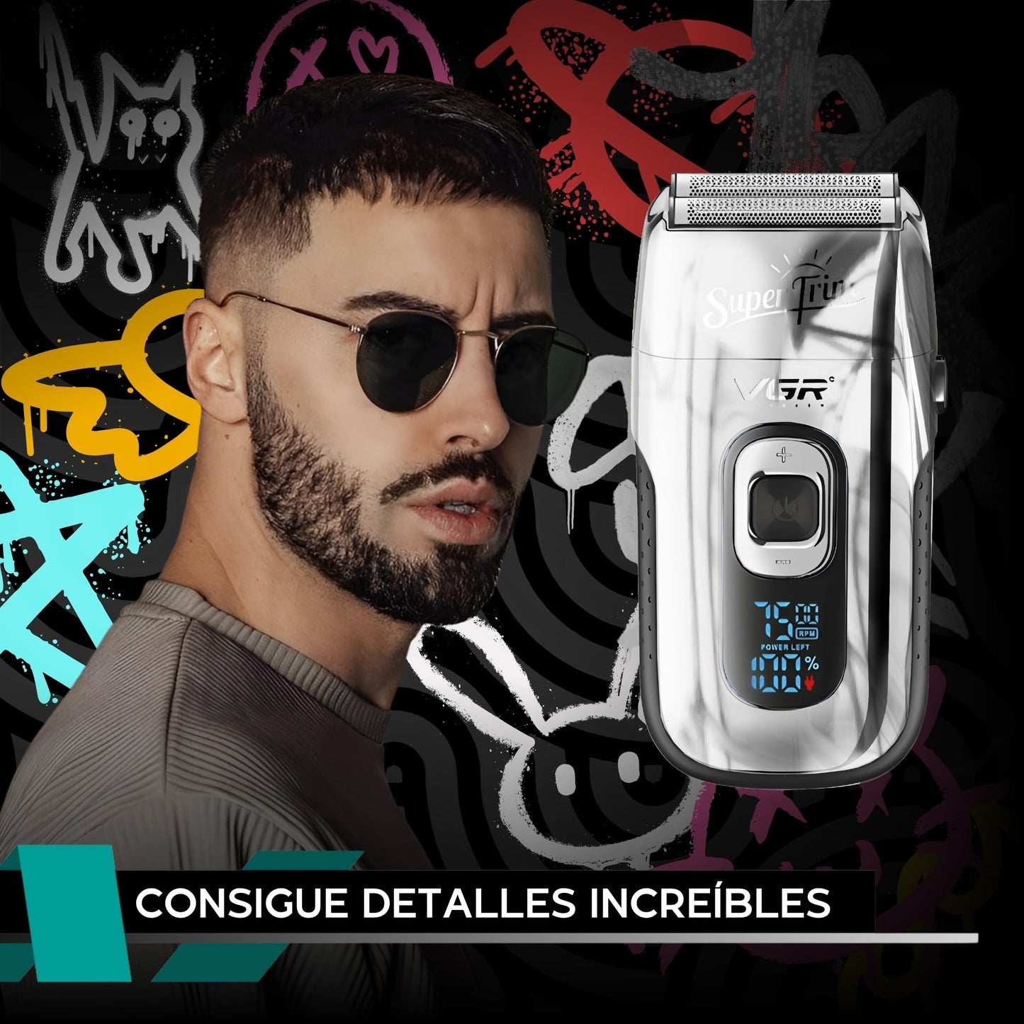Rasuradora para Hombre Shaver Trimmer VGR V-332, Profesional, Maquina para Cortar Cabello, Barba y Patillas Inalámbrica, Recargable (Plateado)