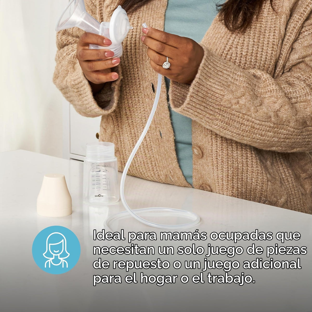 SPECTRA Spectra - Kit de accesorios premium para extractor de leche con biberones - Mediano 24 mm - Accesorios para extractor de leche - Paquete de 2