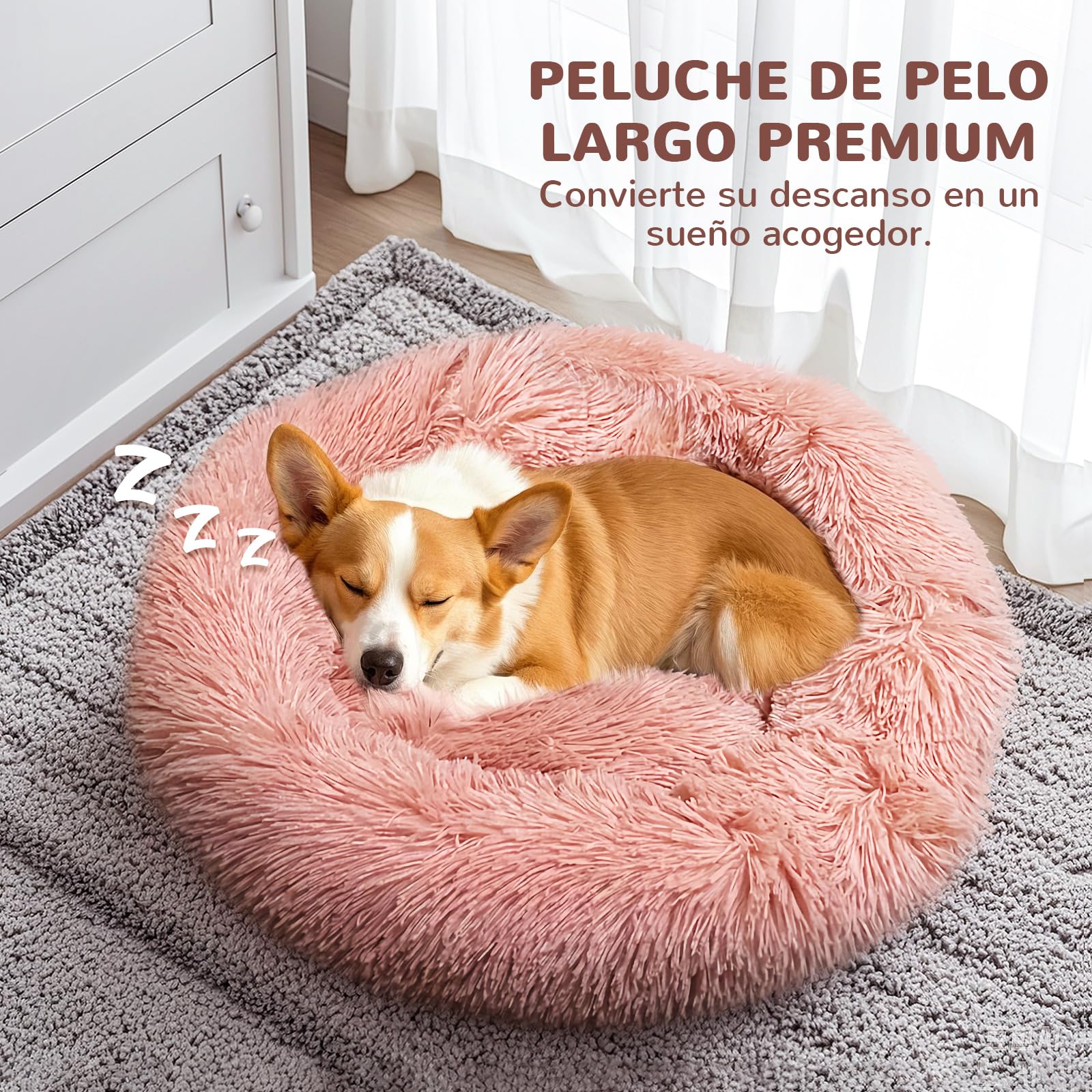 Cama para Perro Spring Blossoms Polvo de Hadas Antideslizante y Mullida de Piel Peluda, Autocalentable, Lavable a Máquina 80cm