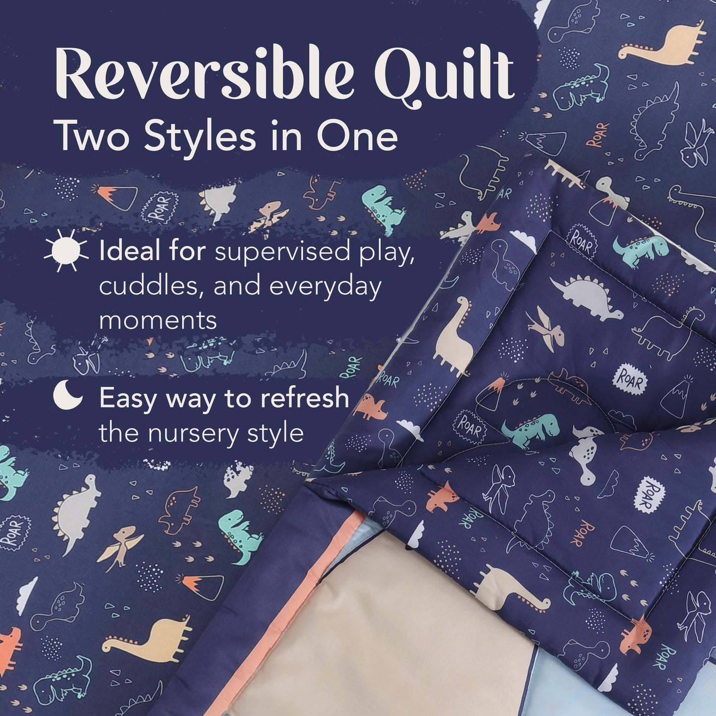 Hōmistry - Juego de ropa de cama para cuna de 3 piezas para niños - Edredón reversible, sábana bajera, falda de cuna - Juego de ropa de cama para cuna de bebé de microfibra suave, transpirable y