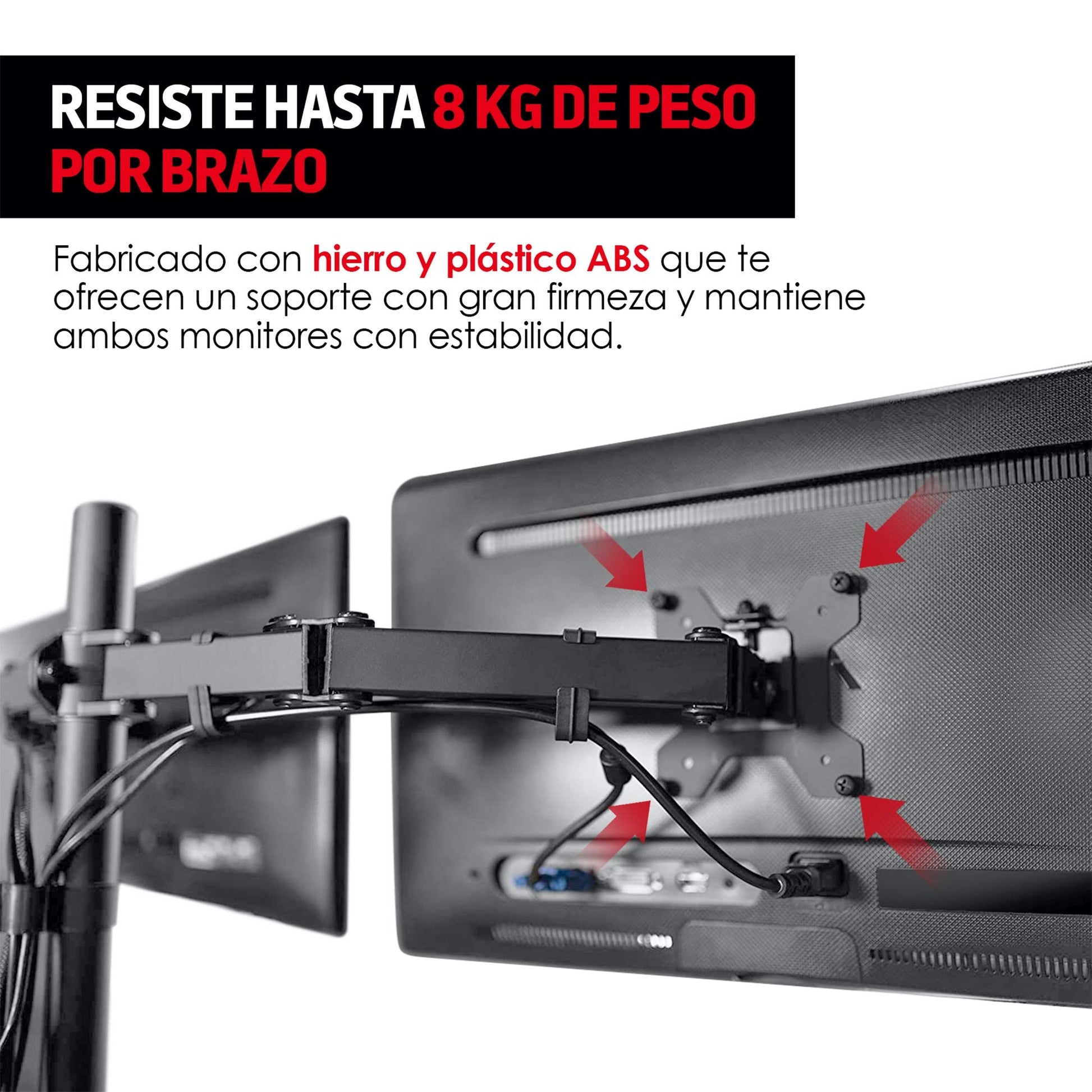 Soporte para Monitores Redlemon Negro Ajustable para Escritorios de 1 a 9 cm de Grosor