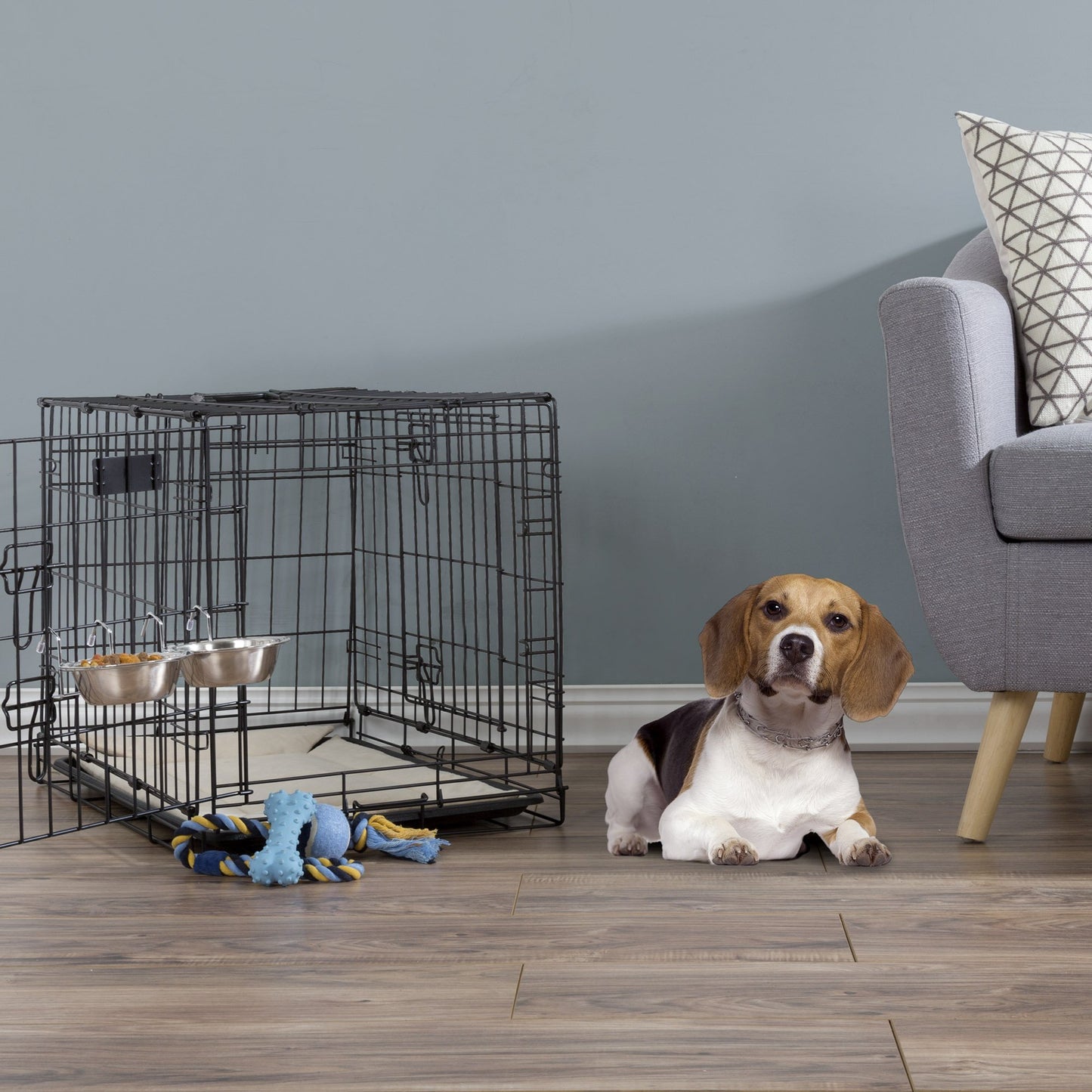 Cuencos de Acero Inoxidable PETMAKER Gris Juego de 2 para Mascotas