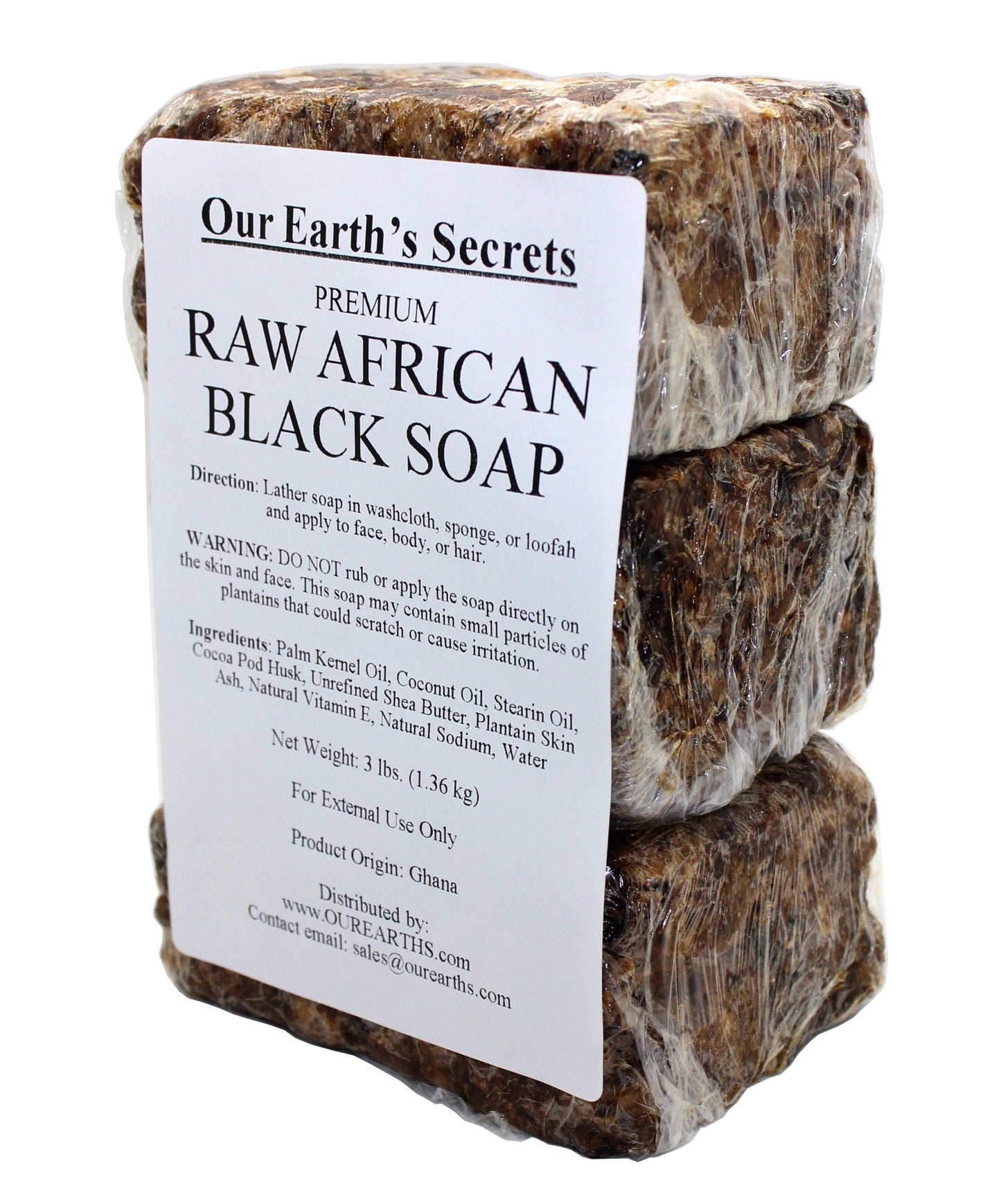 Our Earth's Secrets Raw African Black Soap, 3 Lbs