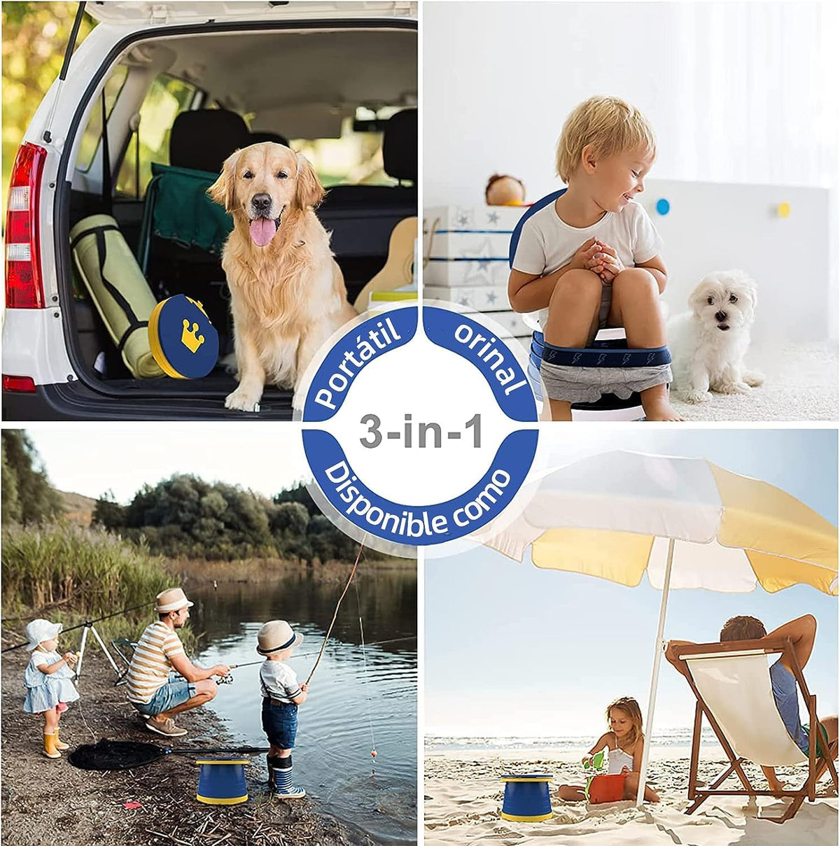 Peiono Baño Portátil para Niños, Orinal de Viaje Plegable Para Ninos(azul)