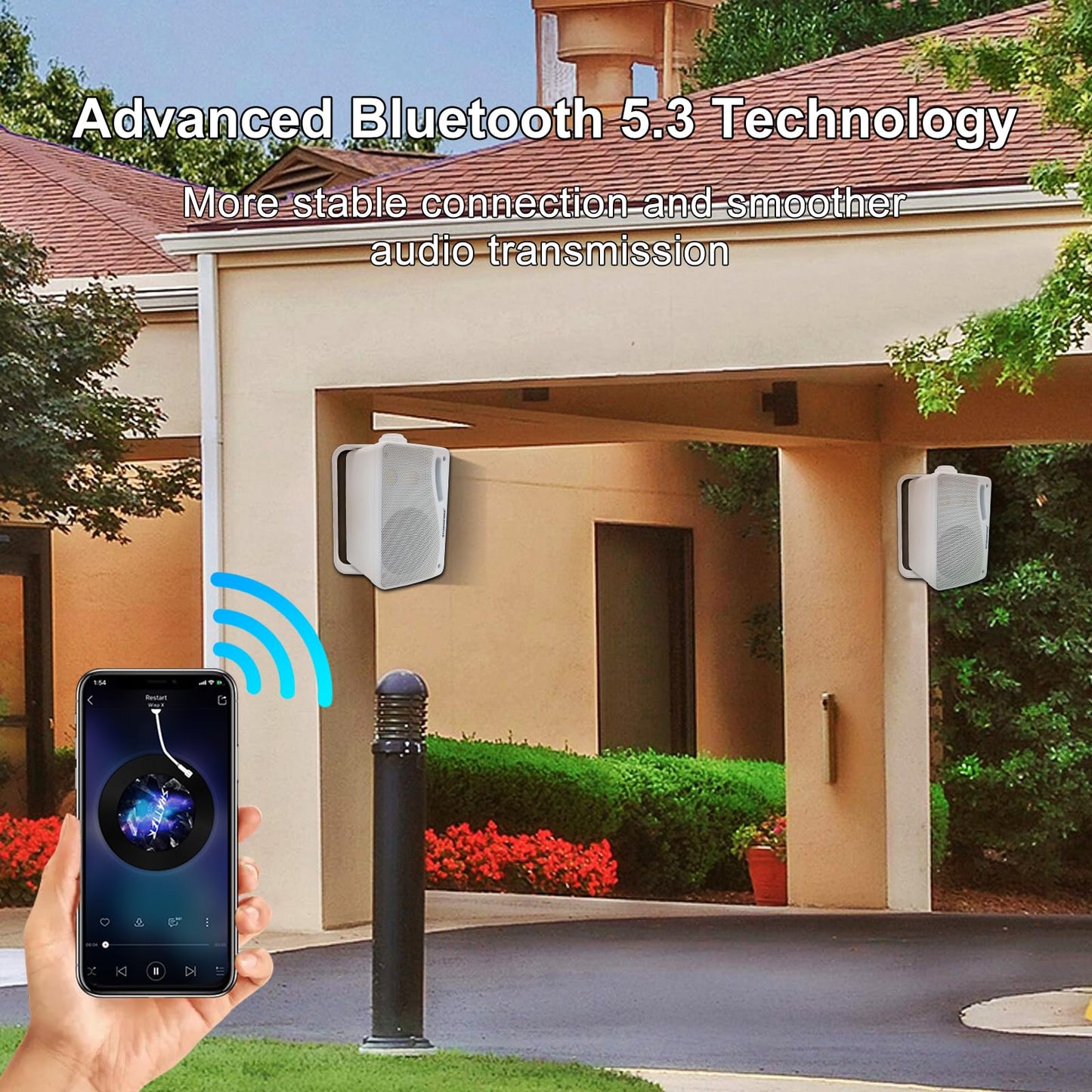 STUDIOFINIX - Altavoces Bluetooth para exteriores de 3.5 pulgadas, impermeables, cableados, 3 vías, 200 W, actualizados, altavoces de montaje en pared, ideal para uso en patio, cubierta, interior y