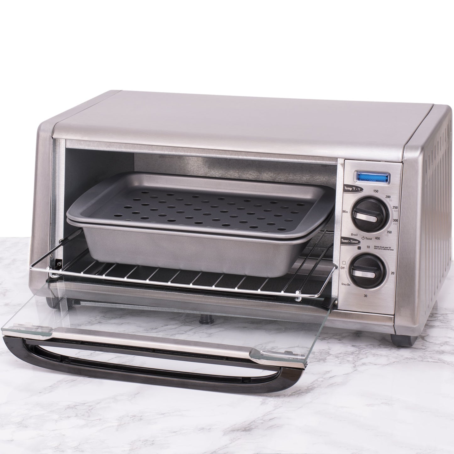 G & S Metal Products Company OvenStuff Juego de tostador antiadherente para horno, asar y asar, 6.5 x 1.8 x 8.5 pulgadas, gris