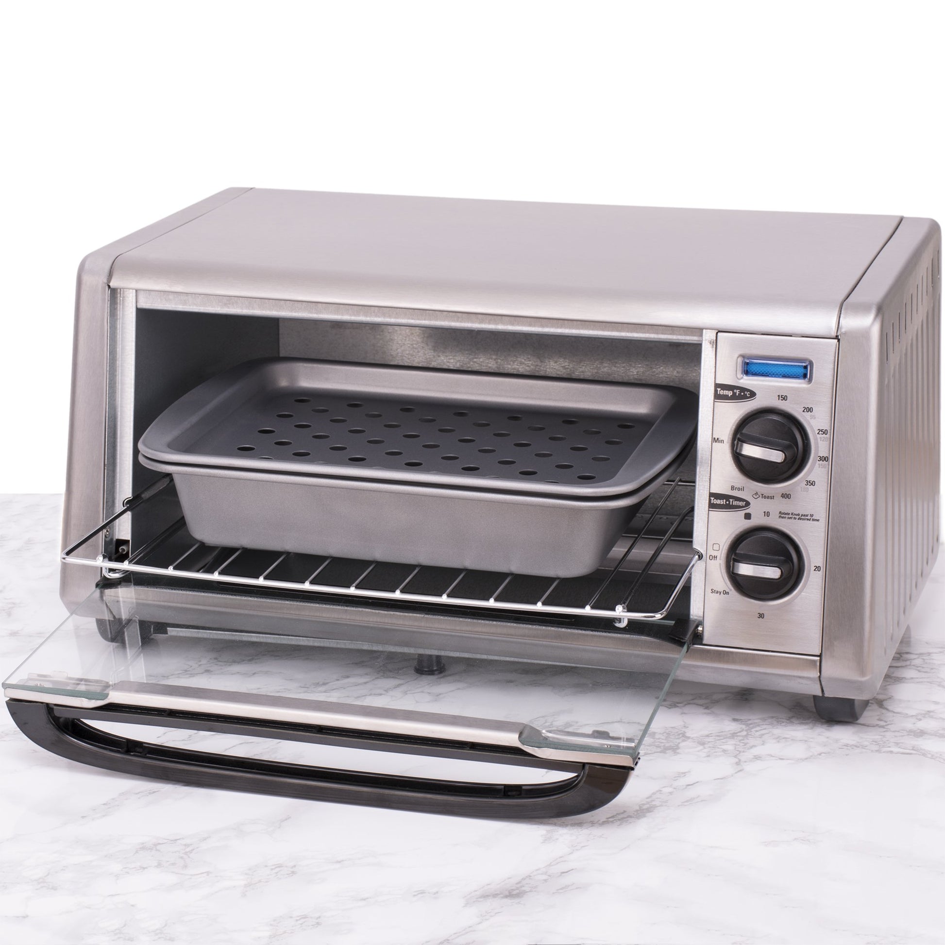 G & S Metal Products Company OvenStuff Juego de tostador antiadherente para horno, asar y asar, 6.5 x 1.8 x 8.5 pulgadas, gris