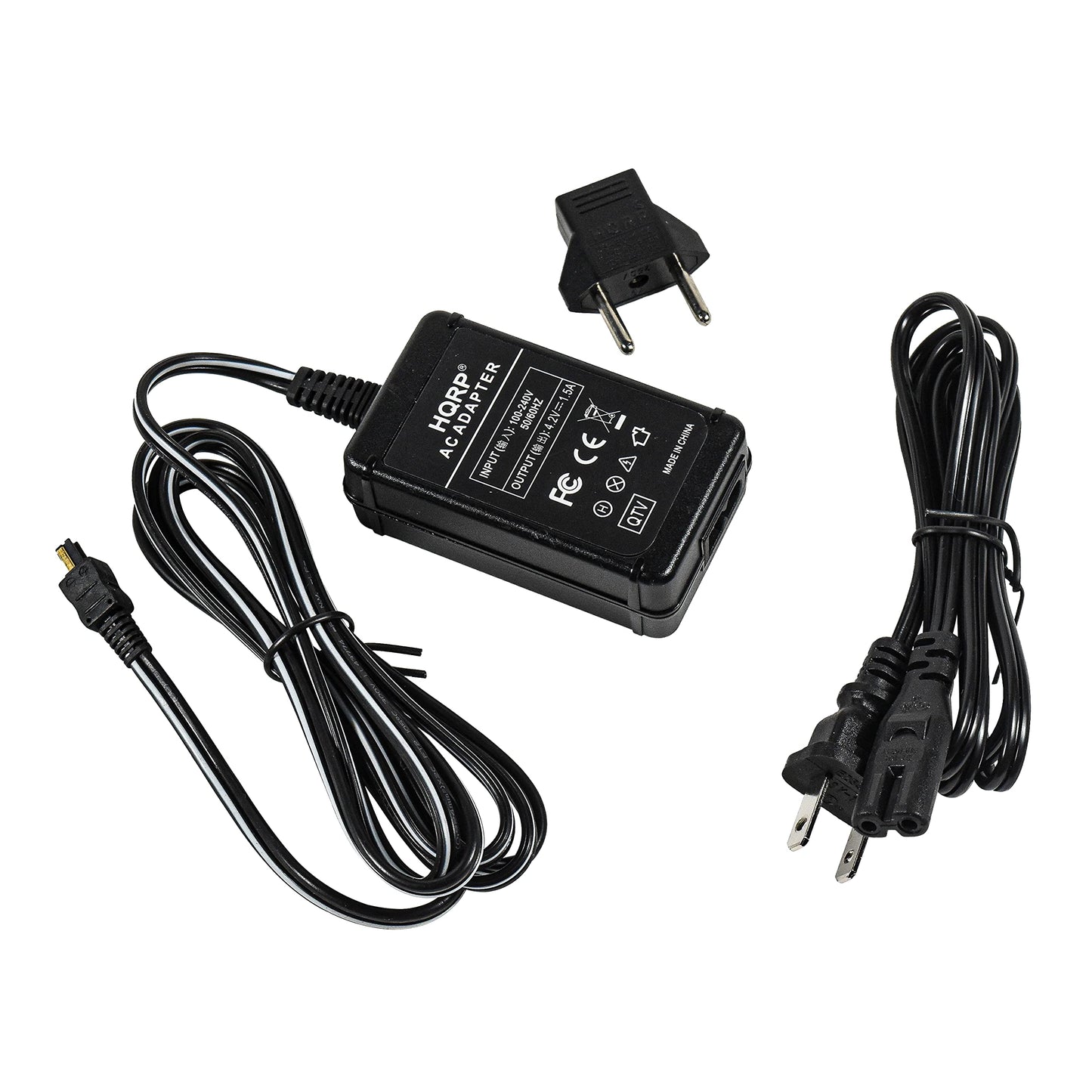 Adaptador de CA HQRP/fuente de alimentación compatible con Sony CyberShot DSC-P200, DSC-P150, DSC-P200/R cámara Digital con Estados Unidos cable y adaptador de enchufe Euro