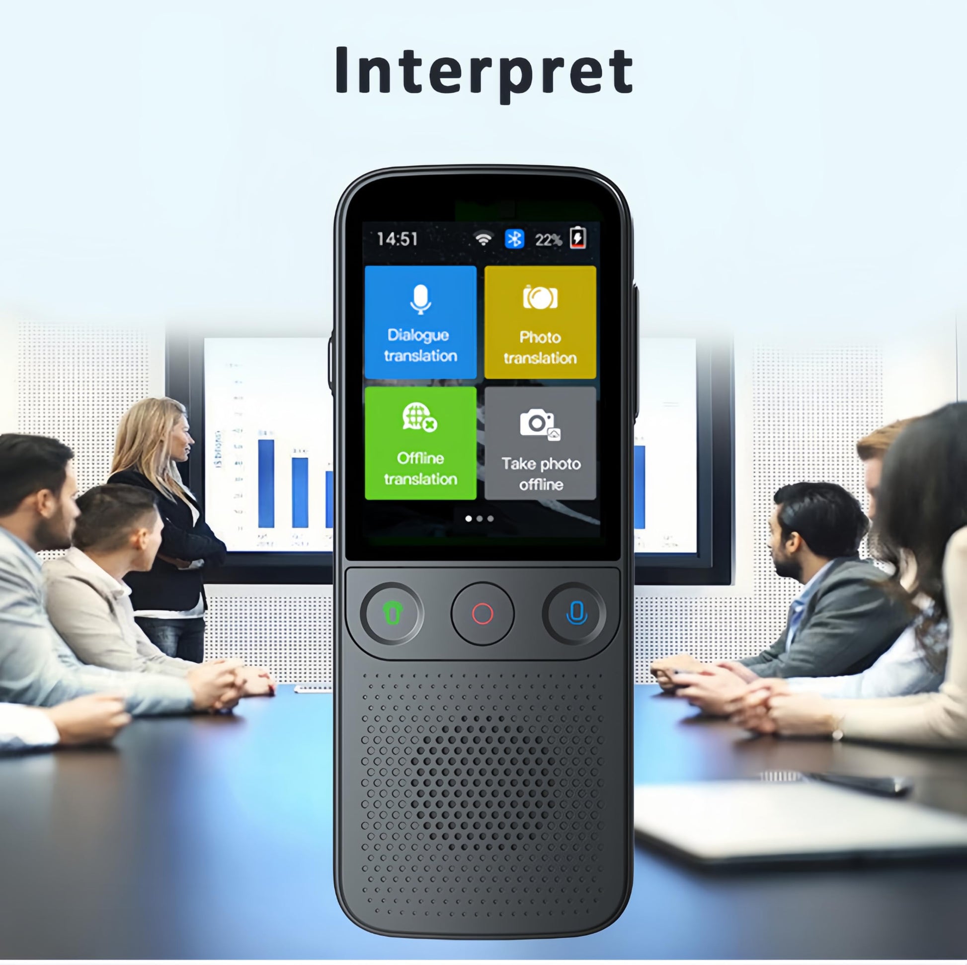 Dispositivo Inteligente de Traducción Instantánea de Idiomas T10 Pro Traductor Portátil WiFi Y Traducción Fuera de Línea 138 Idiomas Traductor en Tiempo Real para Negocios de Viajes(Negro)