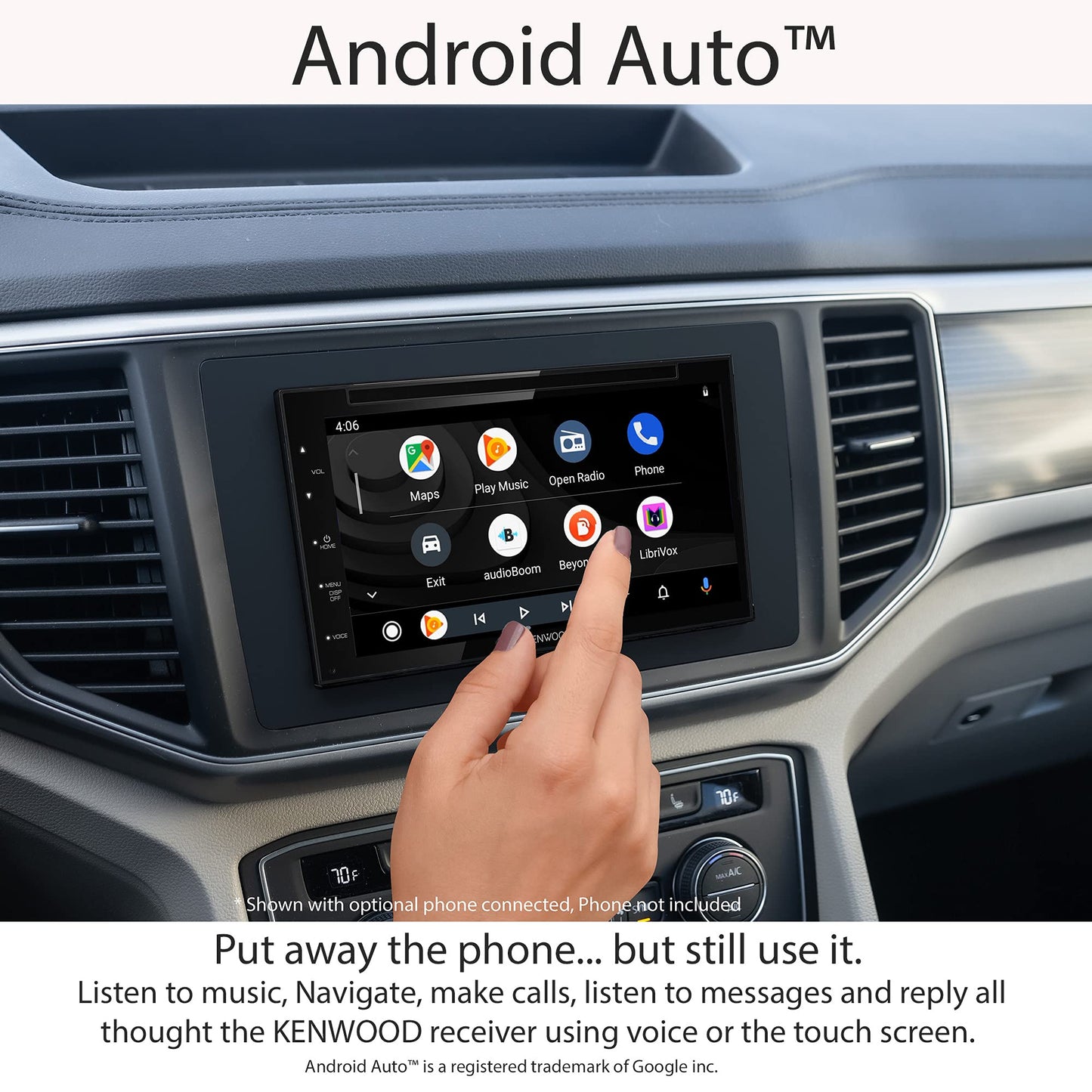 KENWOOD DDX5707S Estéreo de DVD de doble din, con Apple Carplay y Android Auto, visualización táctil de 6.8 pulgadas, Bluetooth, entrada de cámara de respaldo, salida de subwoofer