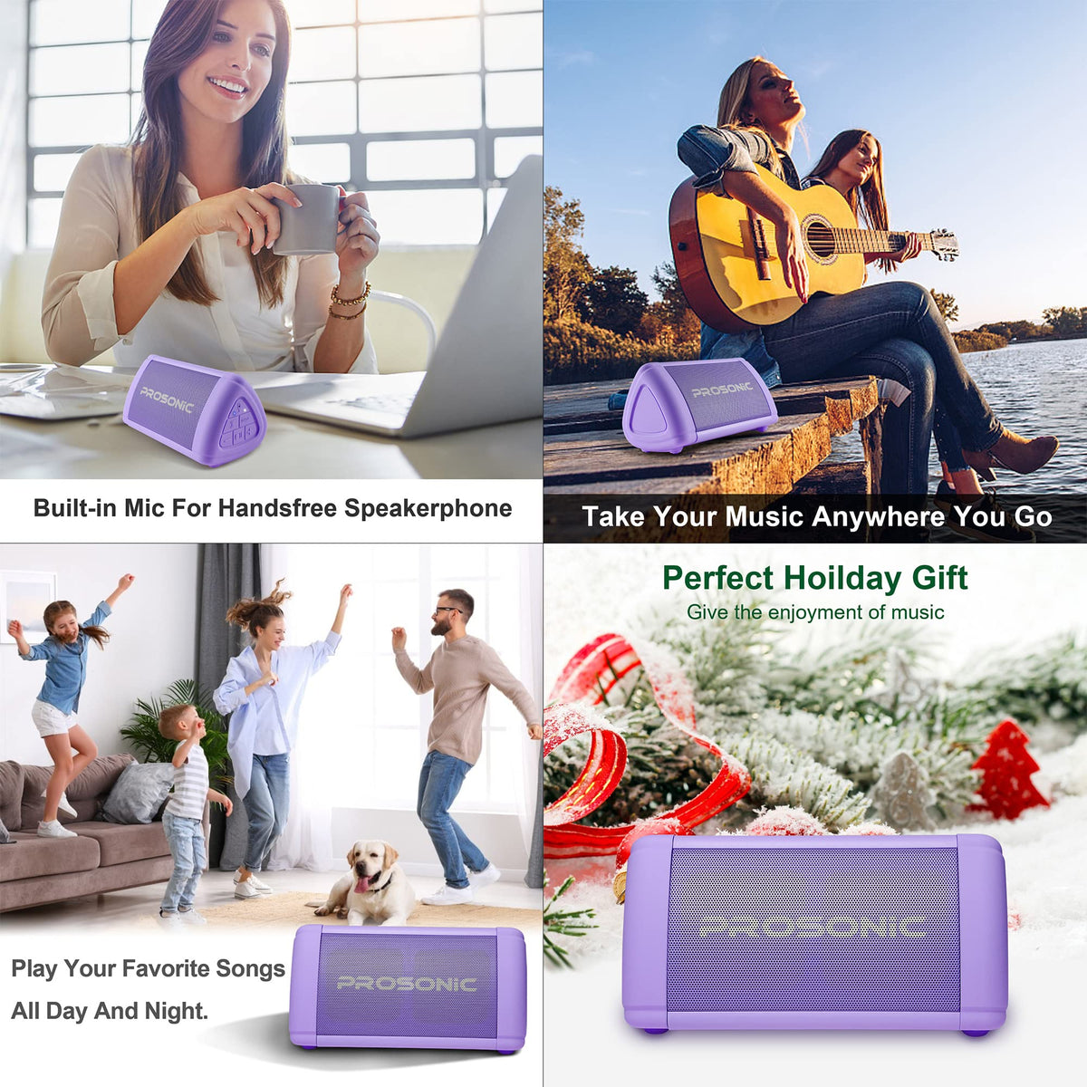 Altavoz Bluetooth Portátil Prosonic Negro con Sonido Estéreo de 10 W y Graves Intensos