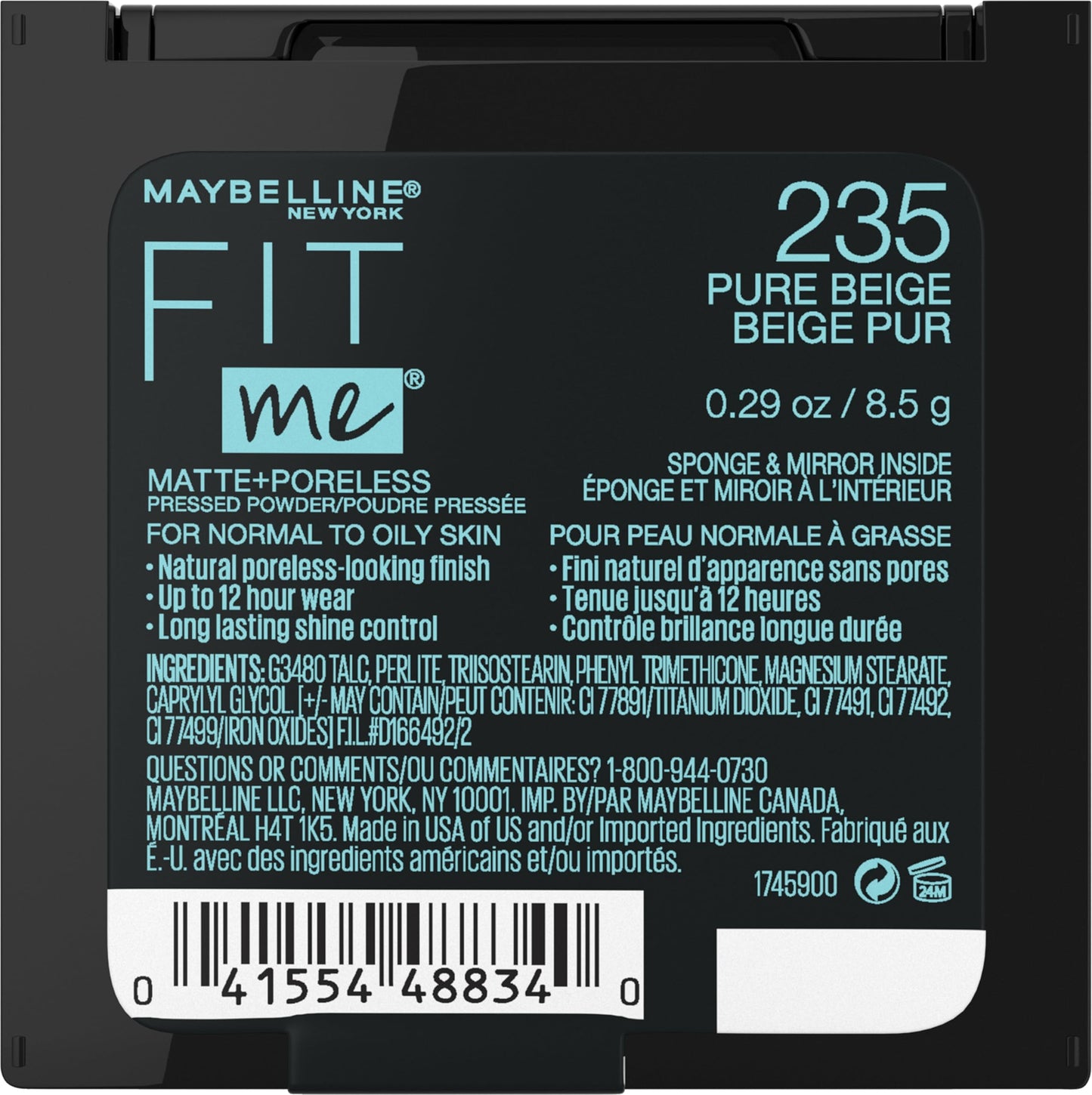 MAYBELLINE - Maquillaje en polvo sin poros New York Fit Me Matte + en porcelana, 0.29 oz.