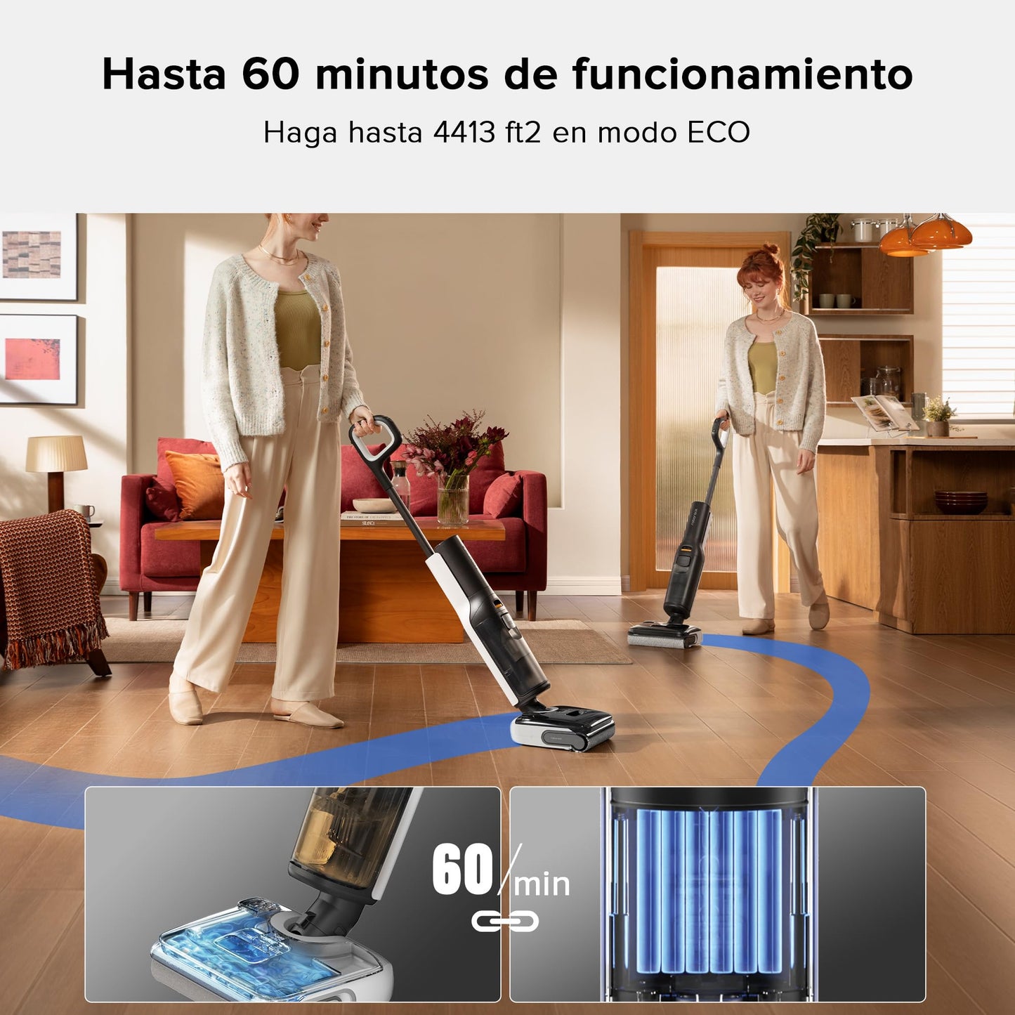 Aspiradora Inalámbrica roborock F25 Húmedo y Seco con Mopa Sin Enredos 20 000 Pa