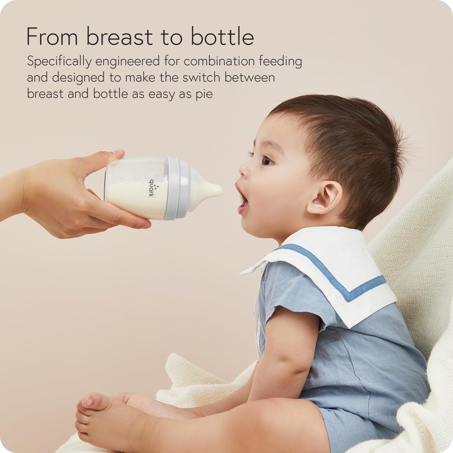 Quark Biberón BuubiBottle Mini de flujo lento para recién nacidos - con tetina anticólicos RealFeel para simular la lactancia materna - Fácil de limpiar, sin BPA, sin PVC