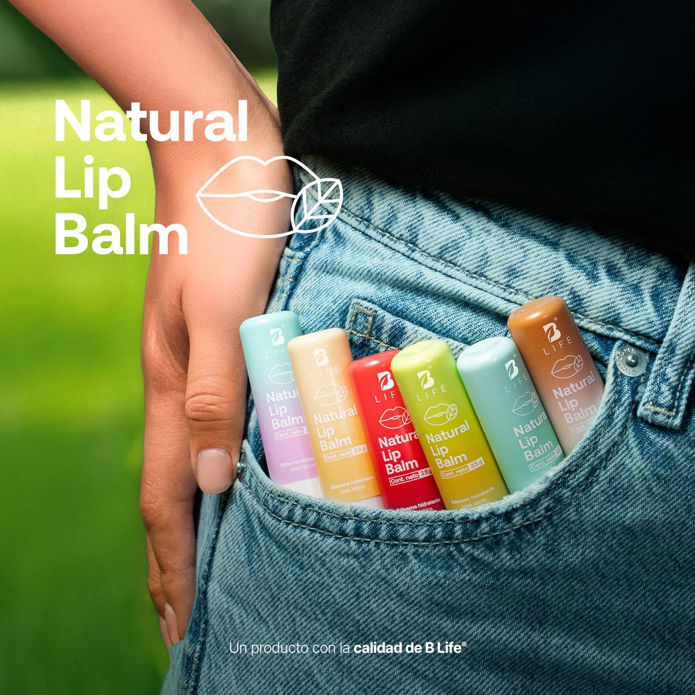 B Life | Kit De 6 Bálsamos Labiales En Barra | Aroma a Menta, Cítricos, Vainilla, Chicle, Cereza y Café | Con Vitamina E | Natural Lip Balm.