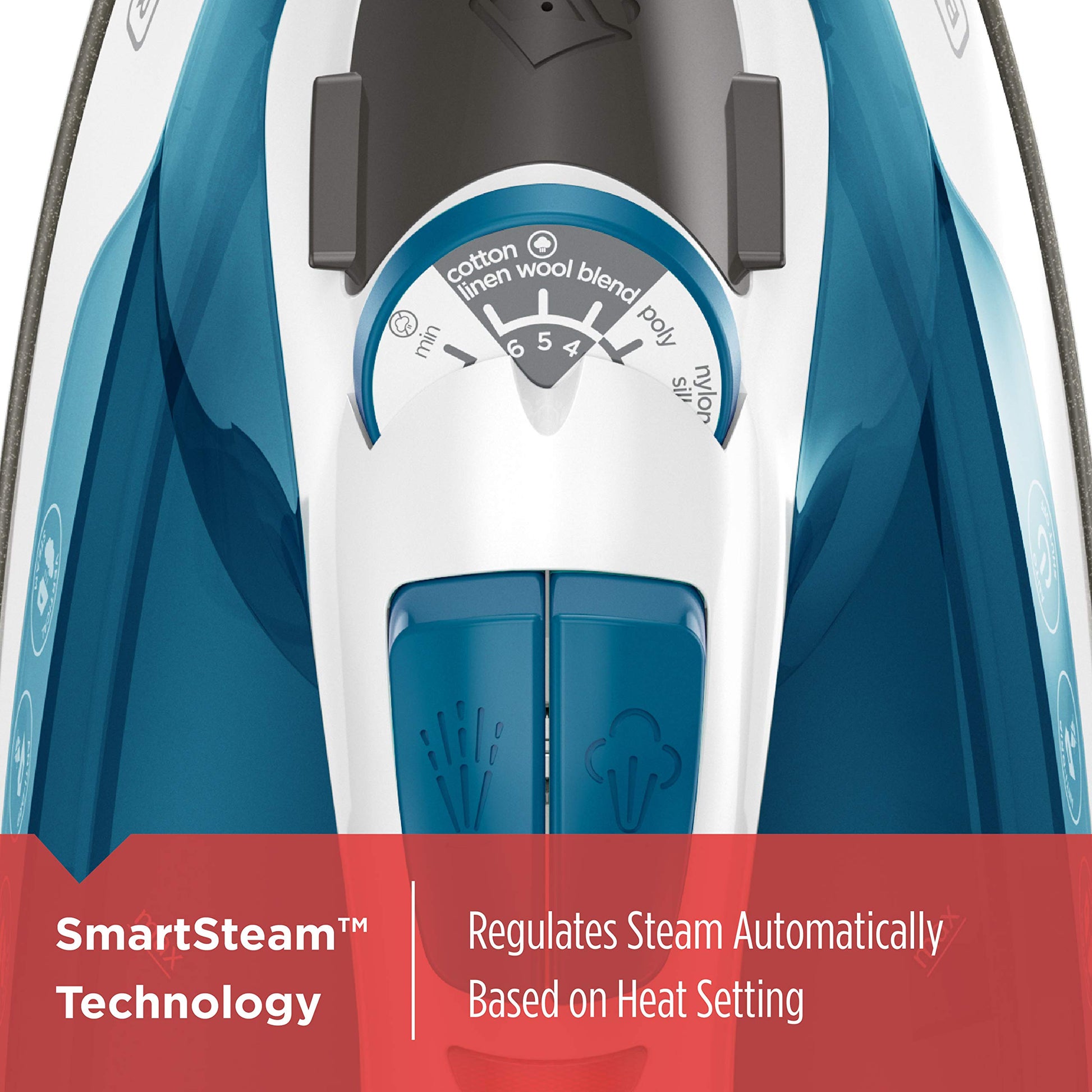 BLACK+DECKER - Plancha compacta de vapor fácil, IR06V, cable de doble posición, suela antiadherente TrueGlide, vapor vertical, SmartSteam