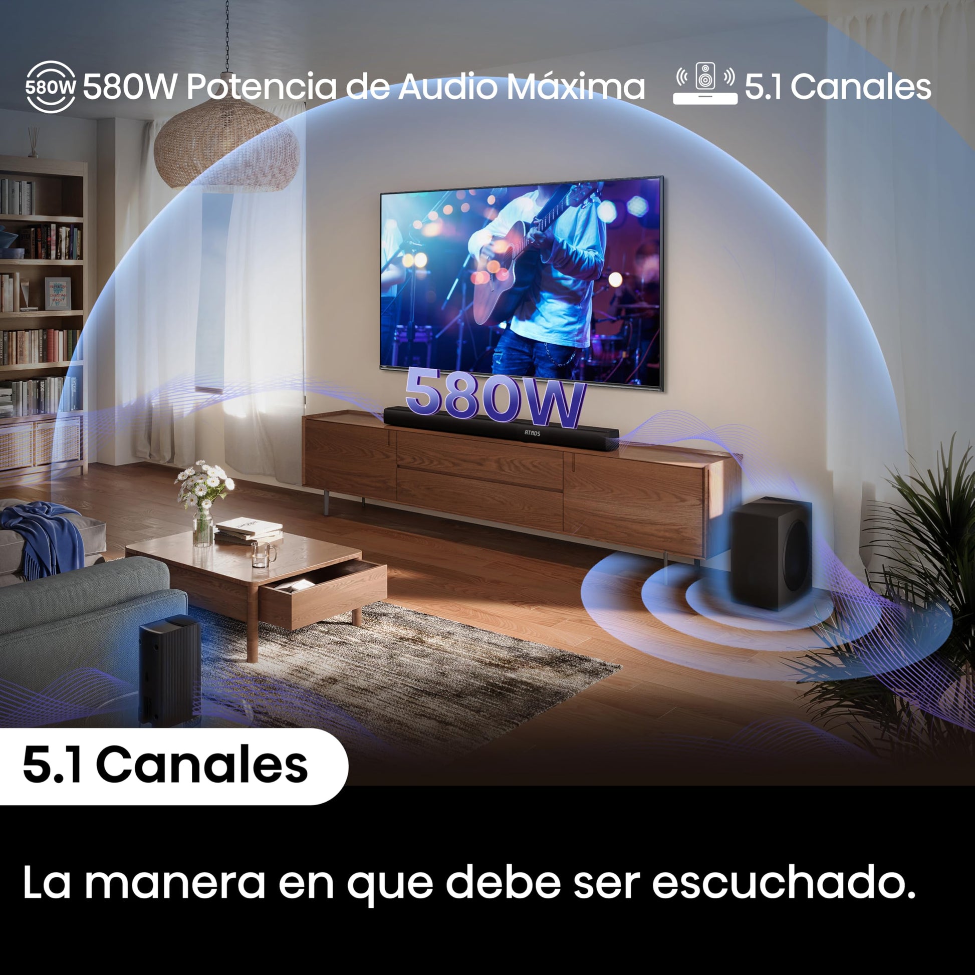 Hisense Barra de Sonido AX5100Q, 5.1 CH 580W