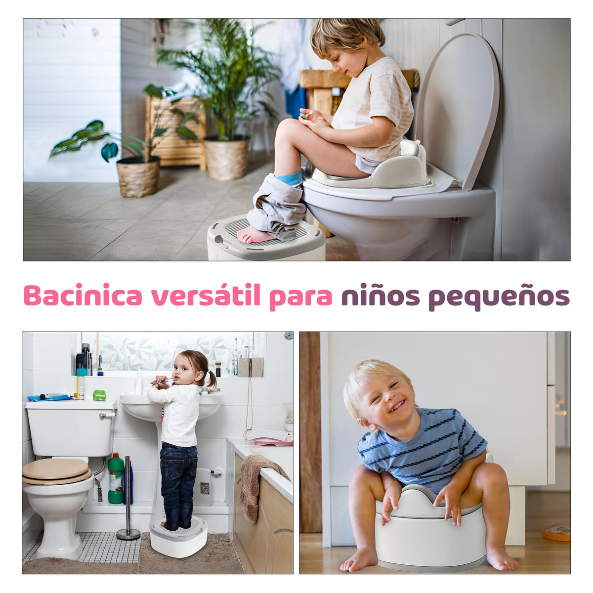 LURKO Baño Entrenador 3 en 1 para Niños, Bacinica con Banco Multiusos