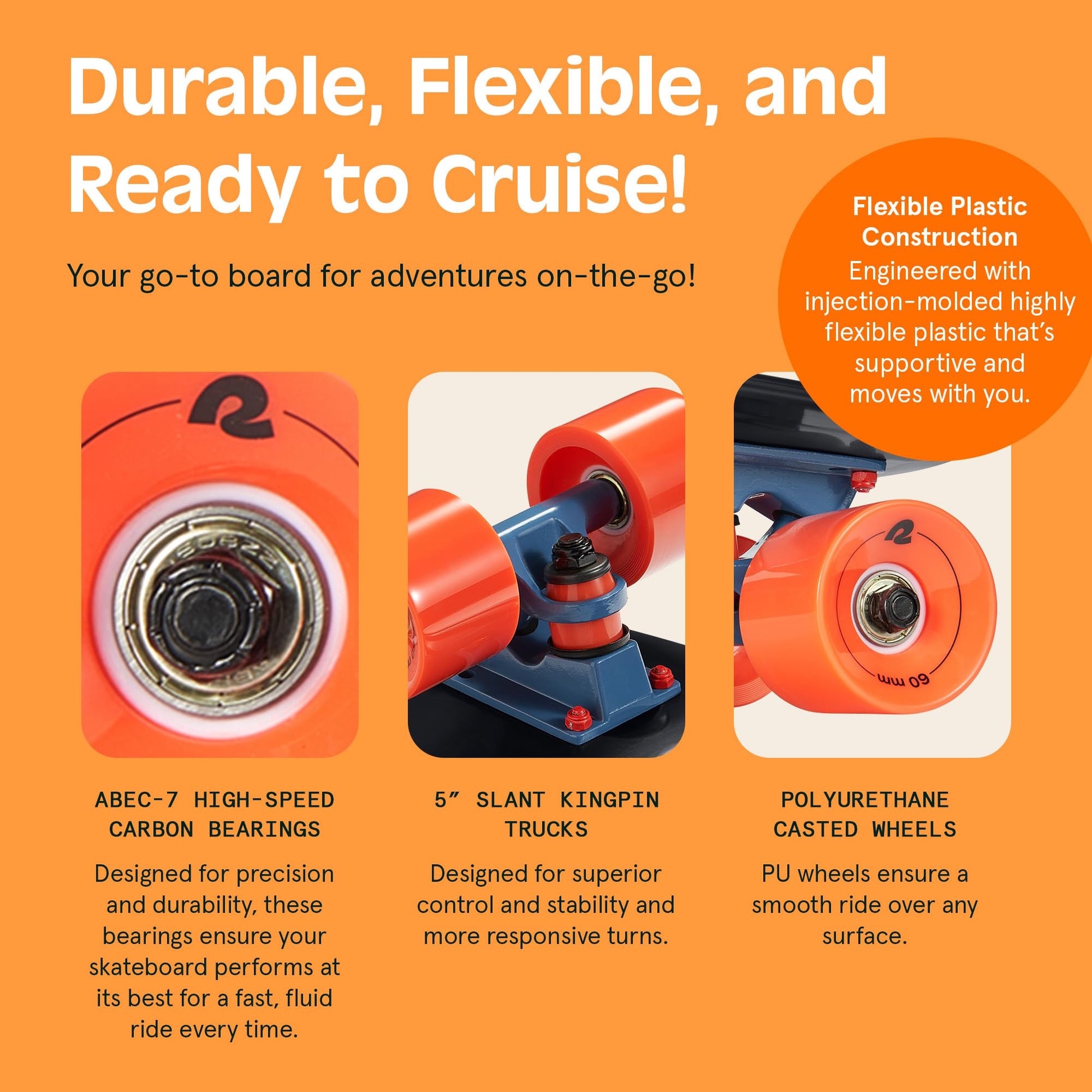 Monopatín Retrospec Retro Clásico 22.5 Pulgadas con Rodamientos ABEC 7 y Ruedas de Poliuretano