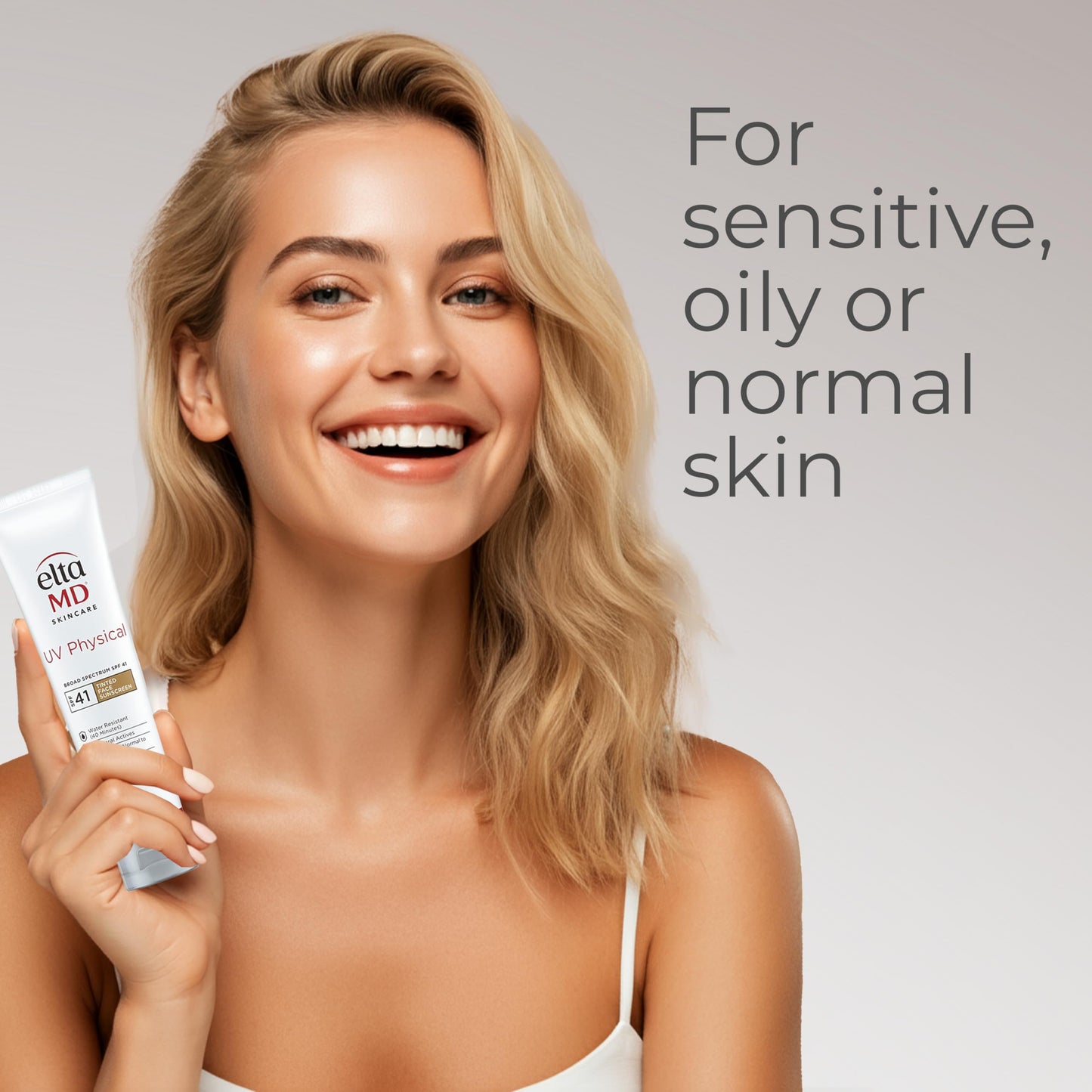EltaMD UV Physical Tinted Broad-Spectrum SPF 41, Protector solar, Fórmula de óxido de zinc a base de minerales, resistente al agua, sin aceite, recomendada por dermatólogos, 85g