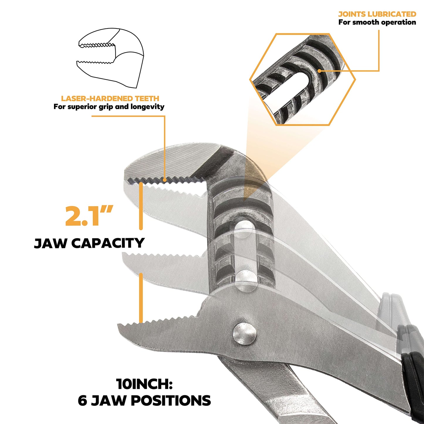 Olympia Tools Alicates de articulación de ranura de 25,4 cm | 87-427 | Agarre ergonómico | Dientes endurecidos de precisión | Construcción de acero forjado por gota | tratado con calor | Mandíbula ajustable.