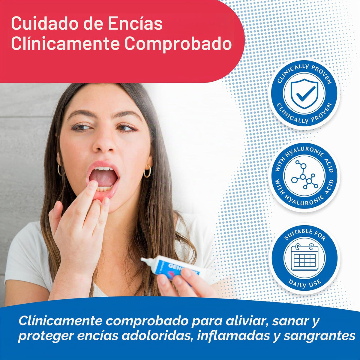 Gel Oral Gengigel Ácido Hialurónico 20ml, Alivia Molestias en Boca y Encías, Sin Parabenos ni SLS, Vegano y Kosher